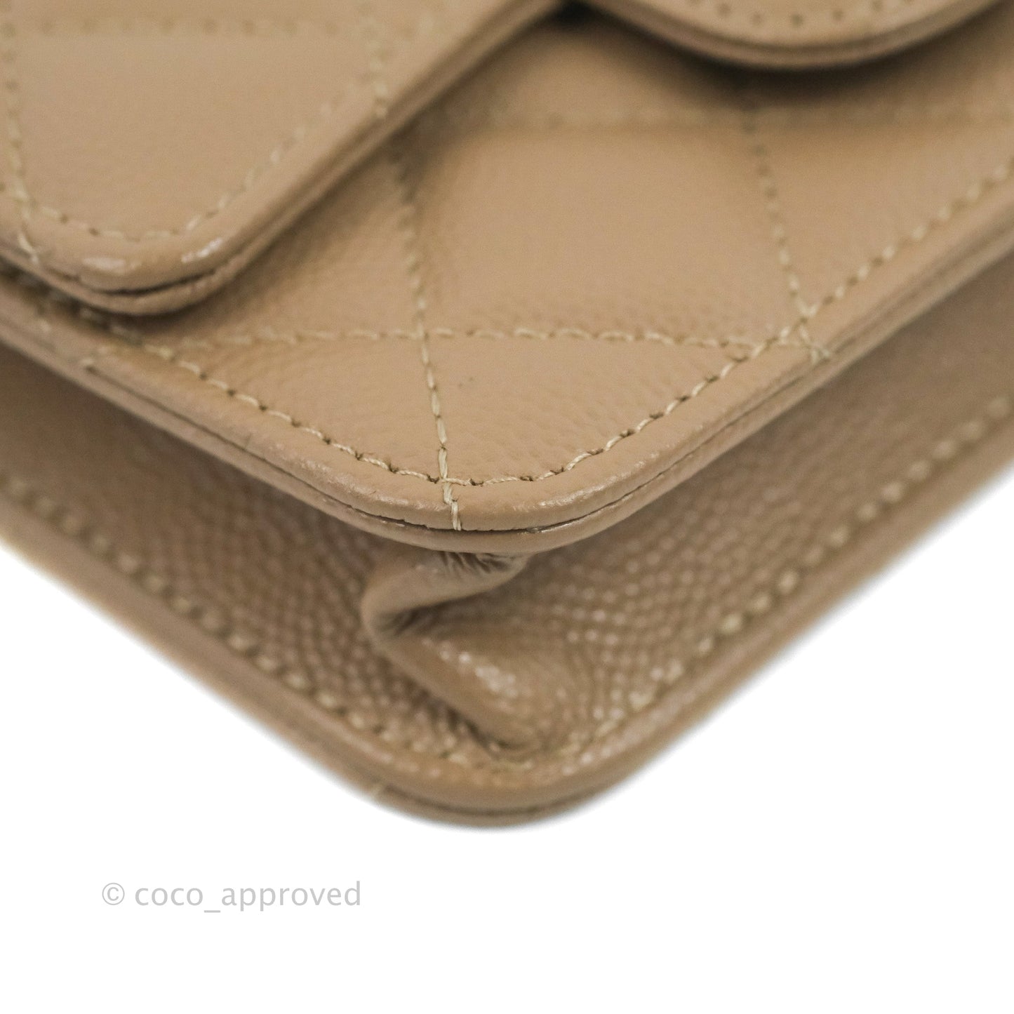 Chanel Mini Clutch With Chain Dark Beige Caviar Gold Hardware