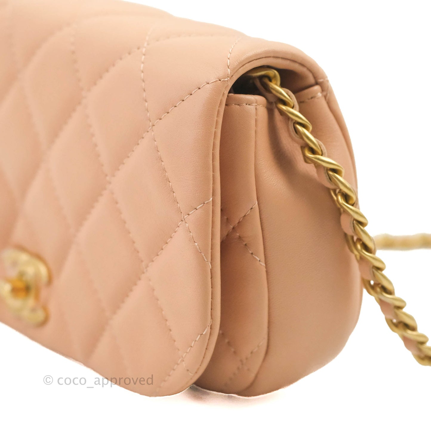 Chanel Clutch with Chain Beige Pink Calfskin Aged Gold Hardware