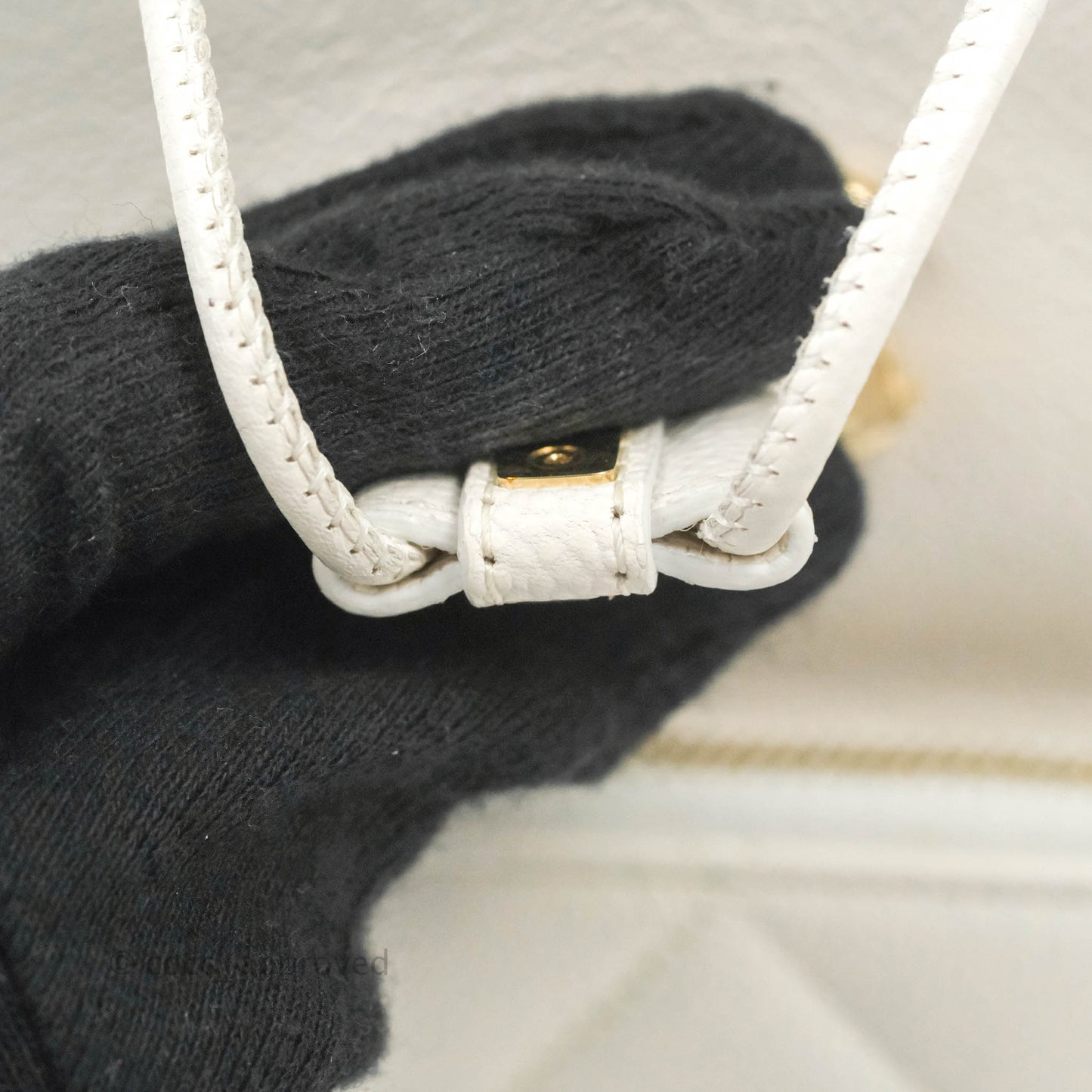 Chanel Business Affinity Drawstring Bucket Bag White Caviar Gold Hardware