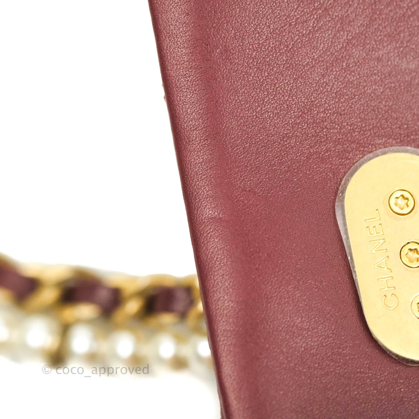 Chanel Quilted Small Crystal Pearls Flap Burgundy Calfskin Gold Hardware 20K