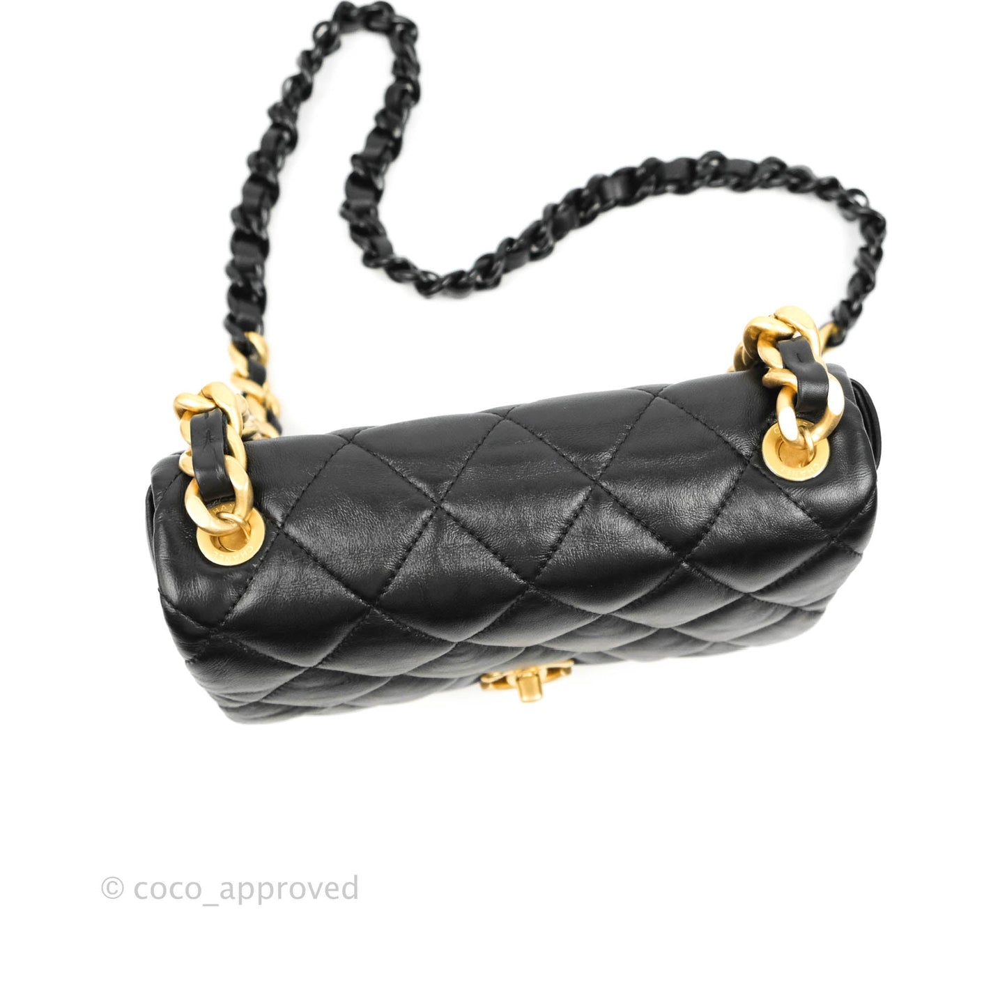 Chanel Small Flap Bag Black Lambskin Gold and Lacquered Metal 22S