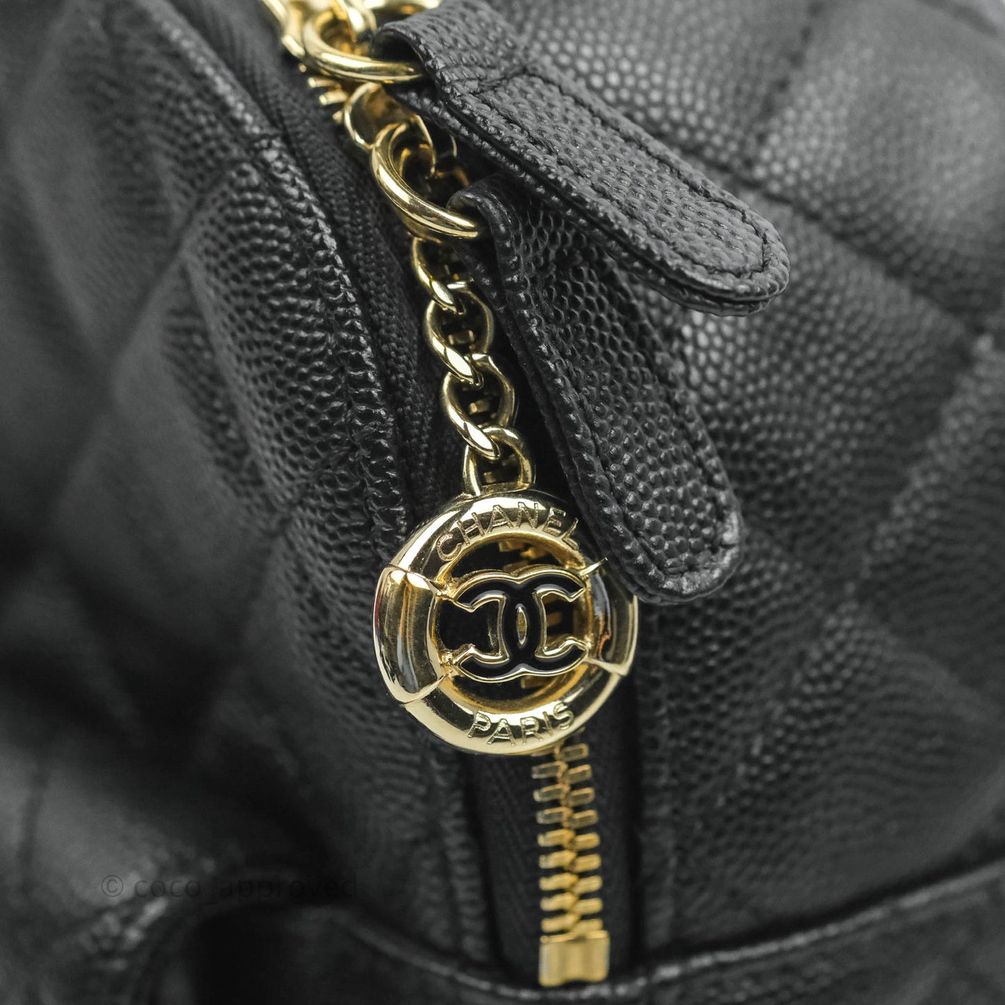 Chanel Quilted Small CC Day Backpack Black Caviar Gold Hardware