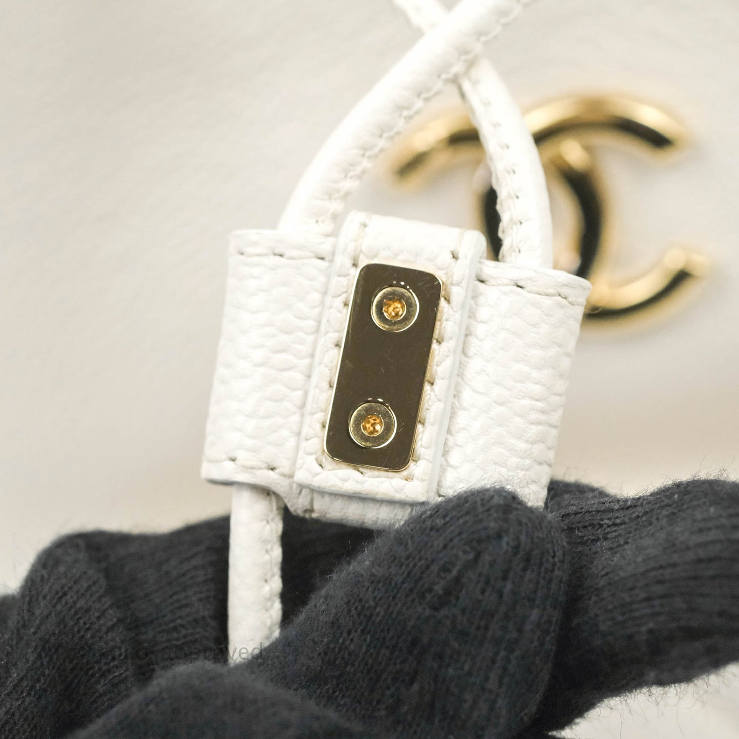 Chanel Business Affinity Drawstring Bucket Bag White Caviar Gold Hardware