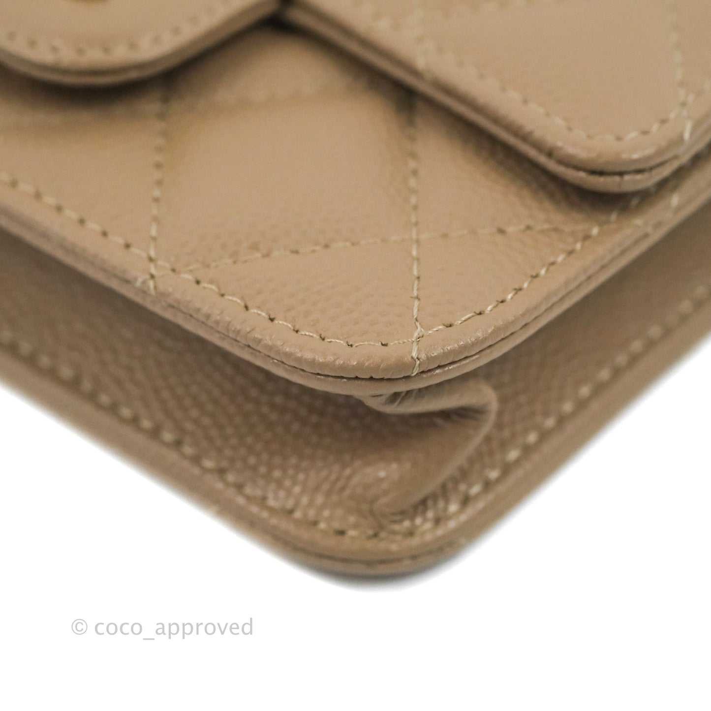 Chanel Mini Clutch With Chain Dark Beige Caviar Gold Hardware