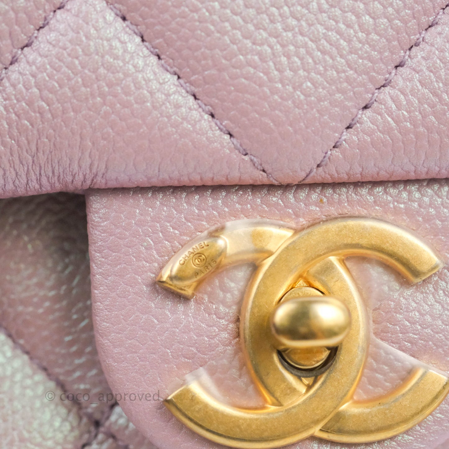 Chanel Quilted My Perfect Mini Iridescent Pink Caviar Aged Gold Hardware 21K