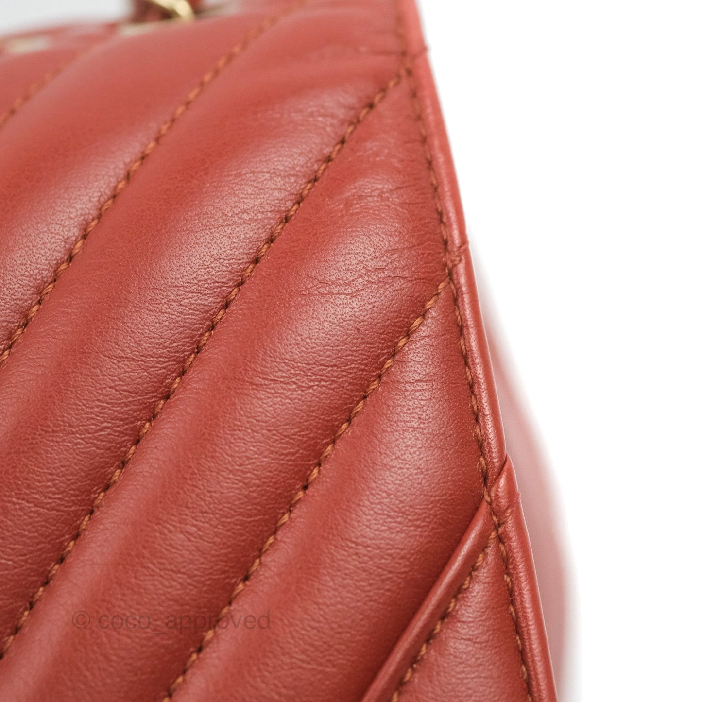 Chanel Small Statement Chevron Flap Bag Red Calfskin Gold Hardware
