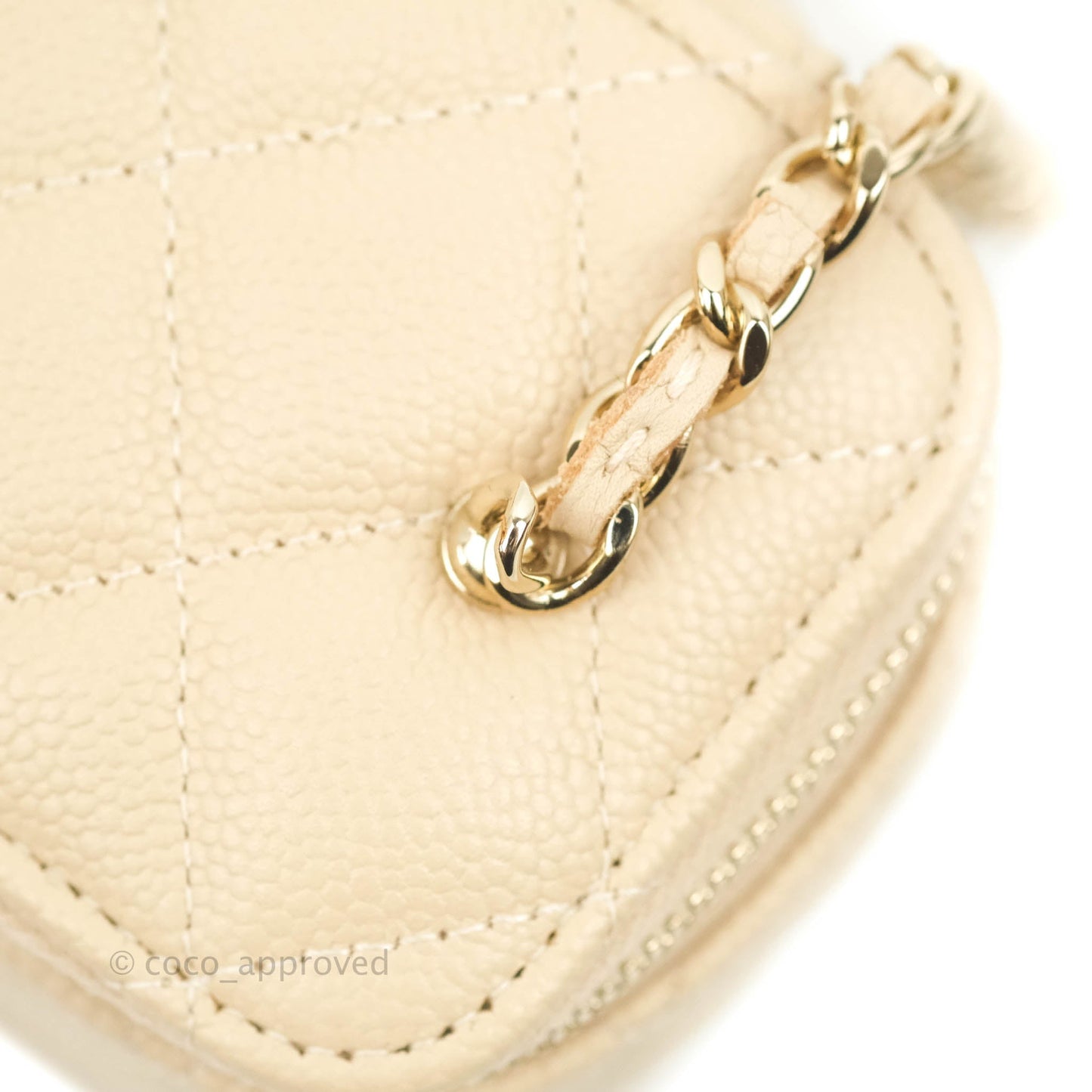 Chanel Classic Mini Vanity With CC Chain Light Beige Caviar Gold Hardware