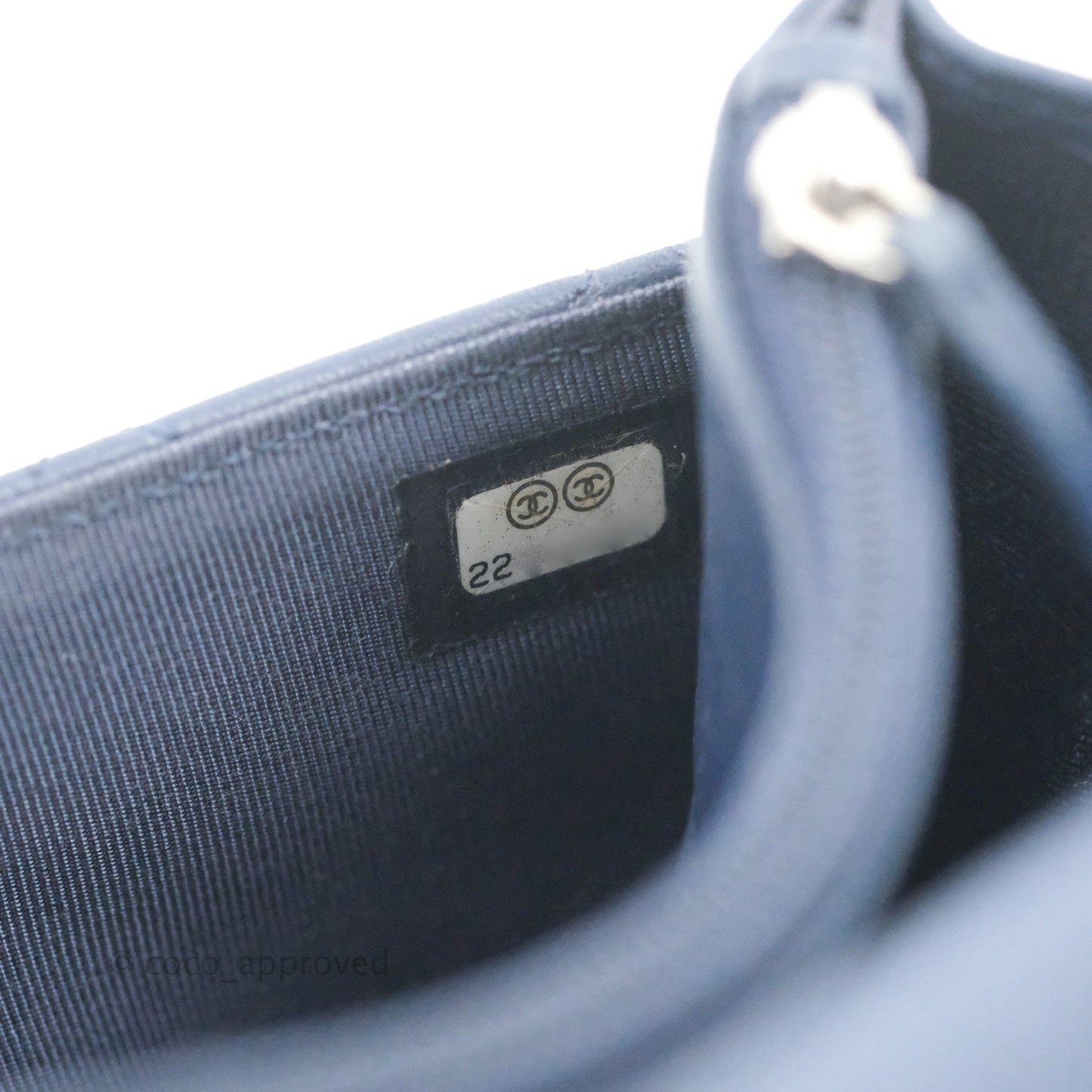 Chanel Quilted Classic Wallet on Chain WOC Navy Lambskin Silver Hardware