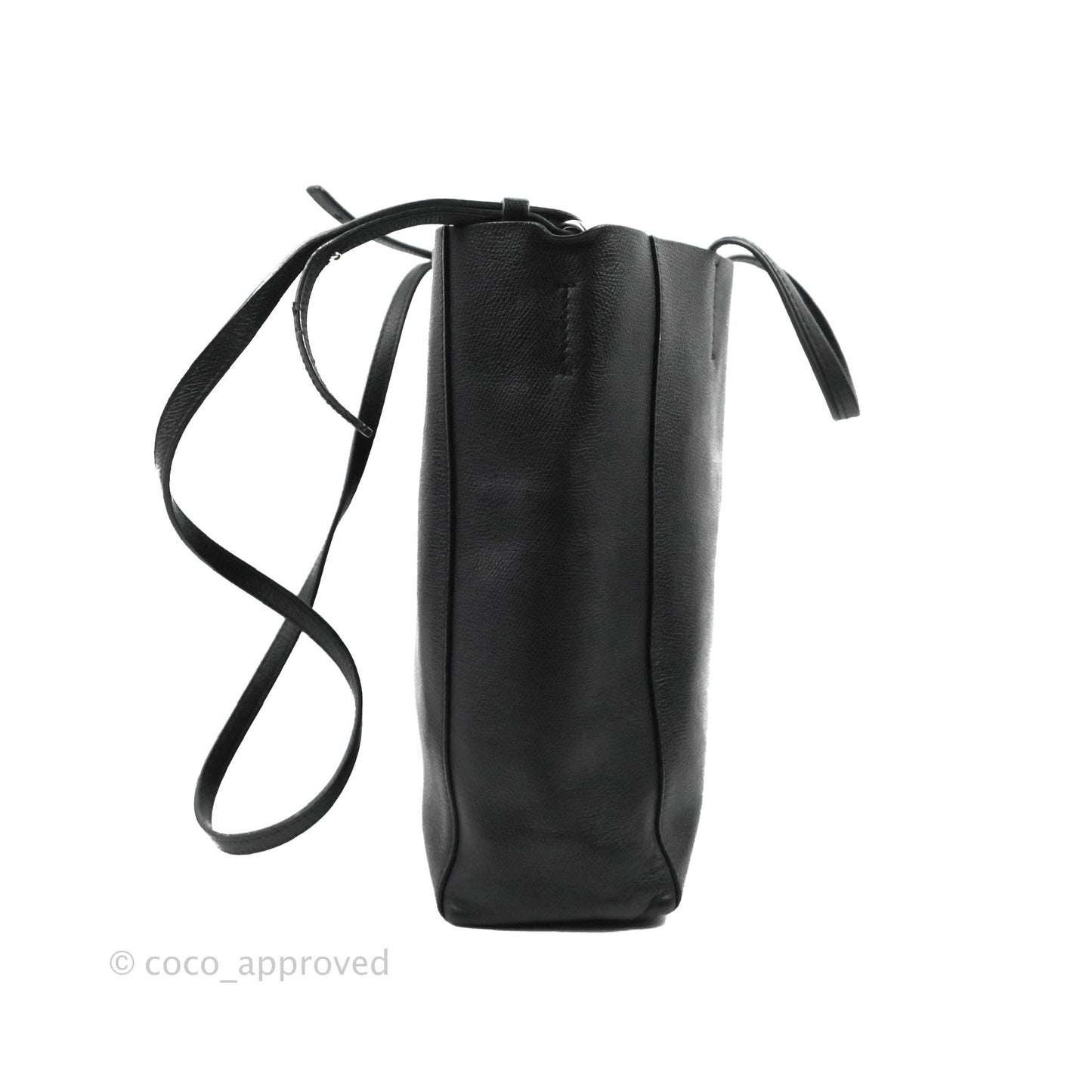 Celine Small Vertical Cabas Tote Grained Calfskin Black Silver Hardware
