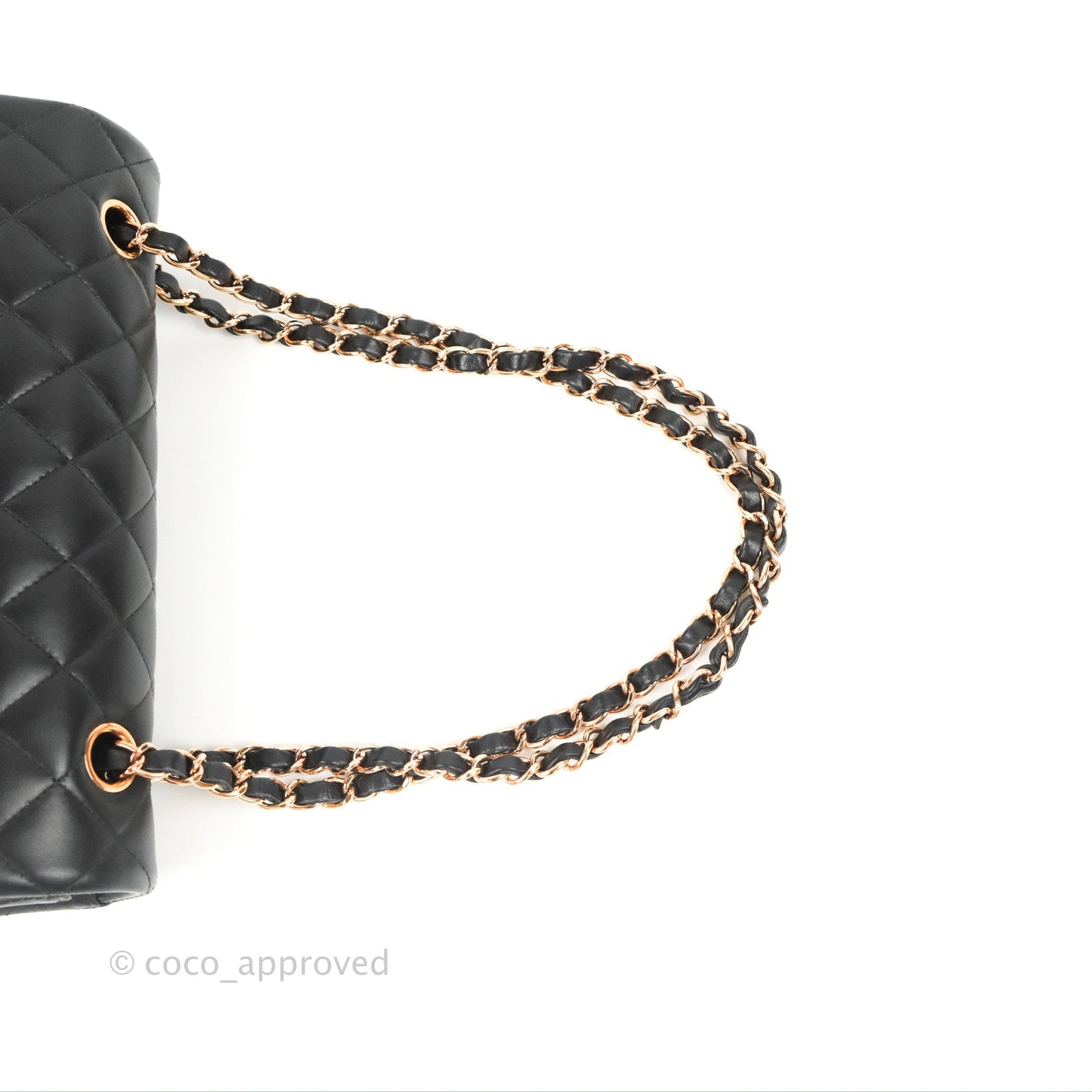 Chanel Classic M/L Medium Flap Black Lambskin Rose Pink-Gold Hardware