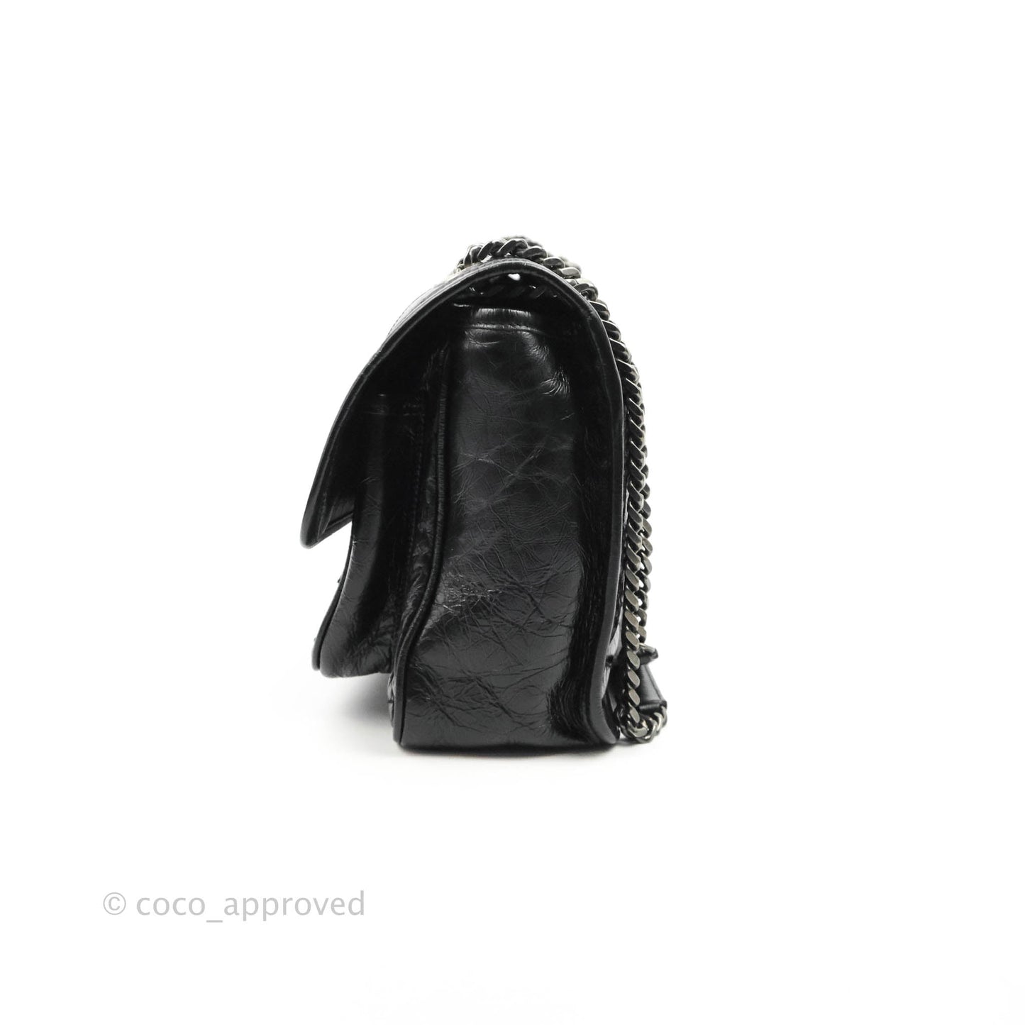 Saint Laurent Medium Niki Chain Bag Crinkled Calfskin Black