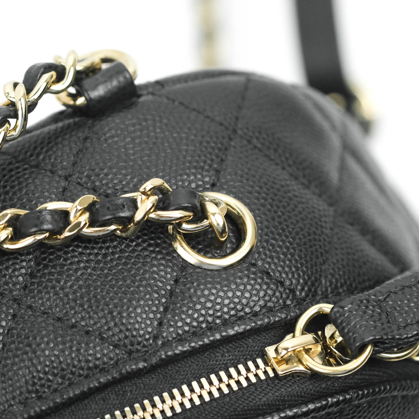 Chanel Quilted Small CC Day Backpack Black Caviar Gold Hardware