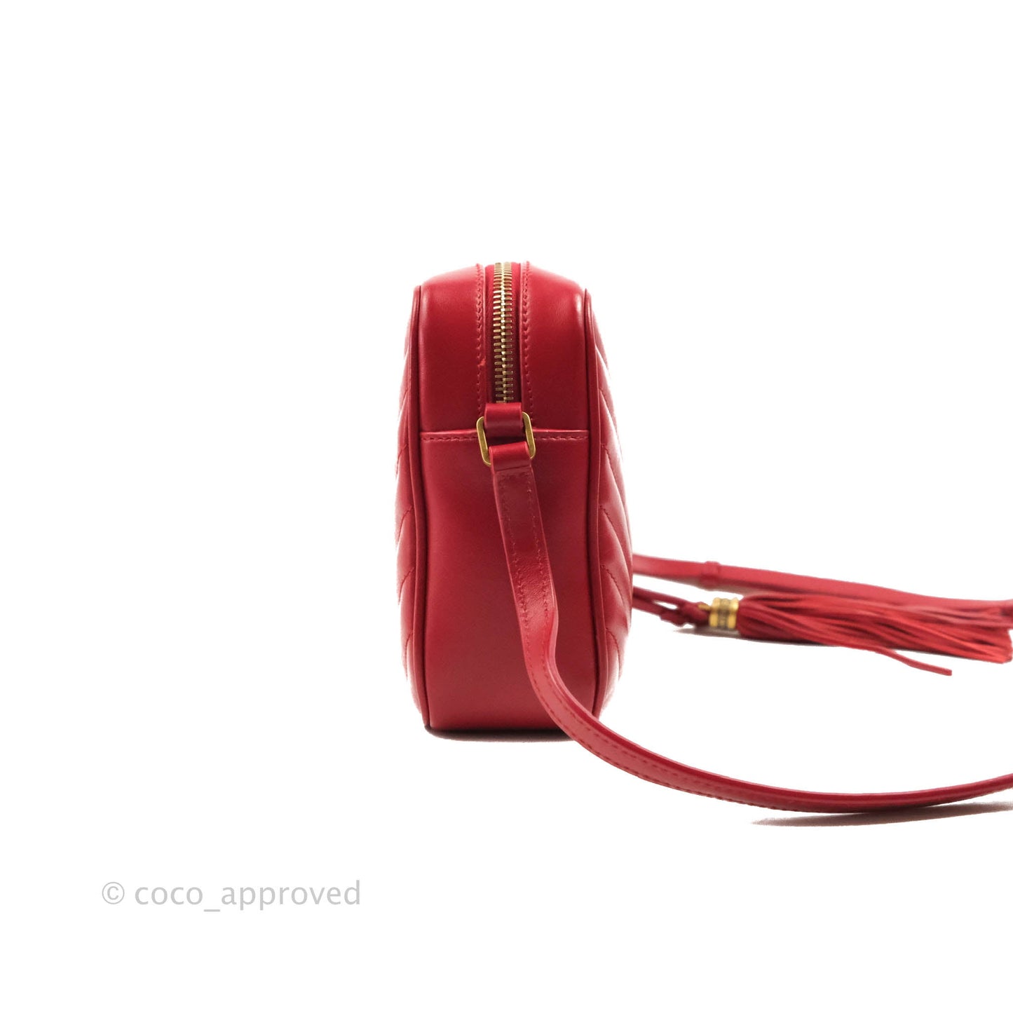 Saint Laurent Lou Quilted Camera Bag Red Calfskin Gold Hardware