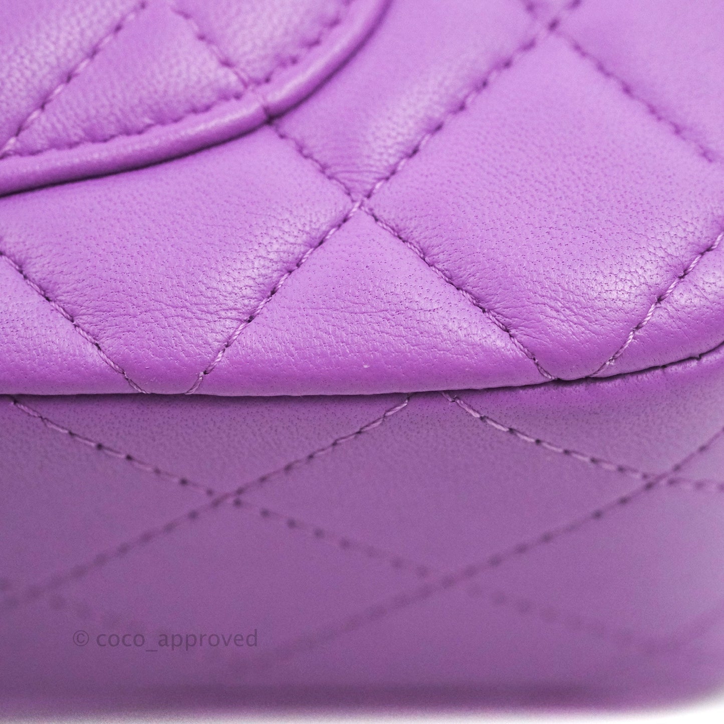 Chanel Quilted Mini Rectangular Flap Purple Lambskin Silver Hardware