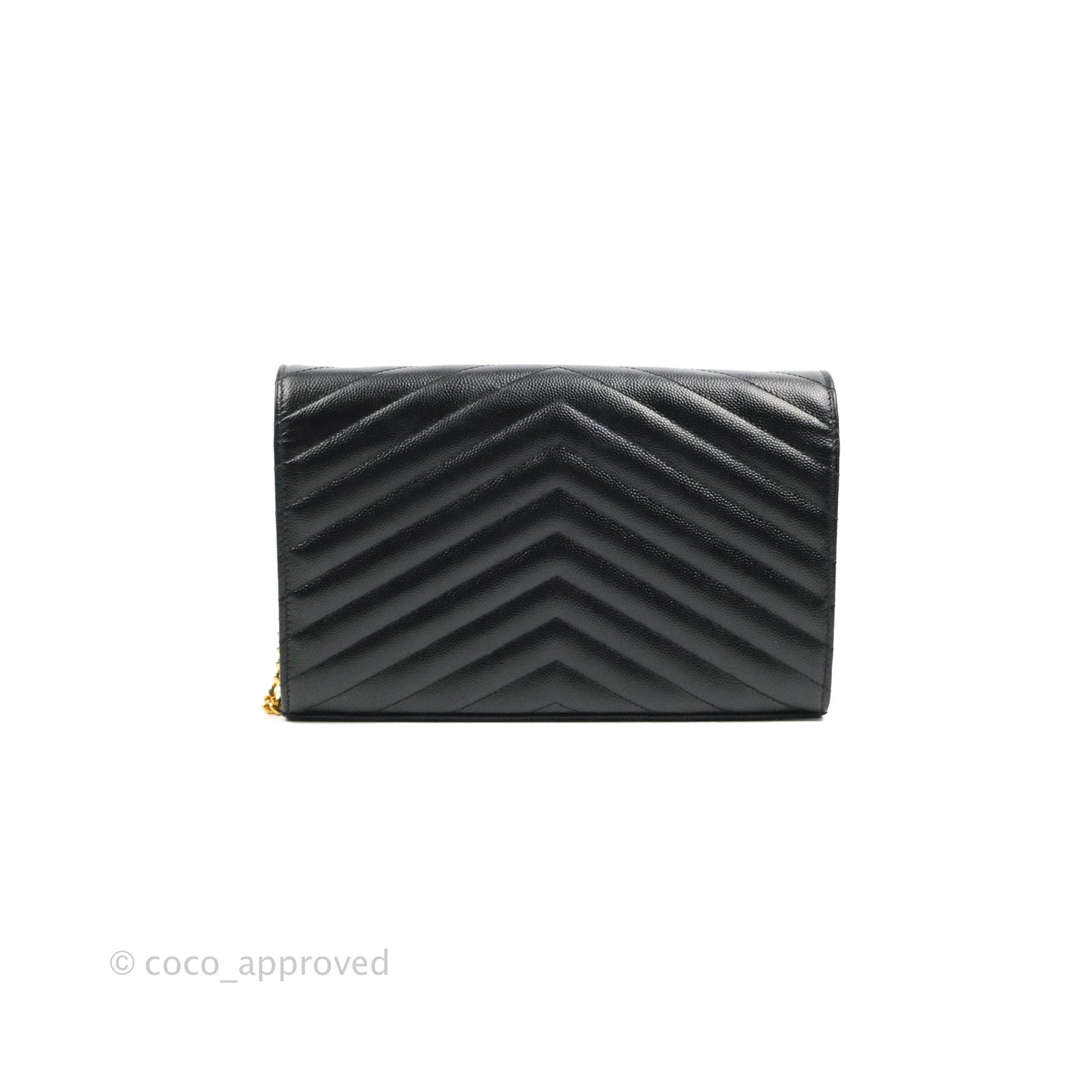 Saint Laurent Wallet on Chain Large Black Grained Leather Gold Hardware