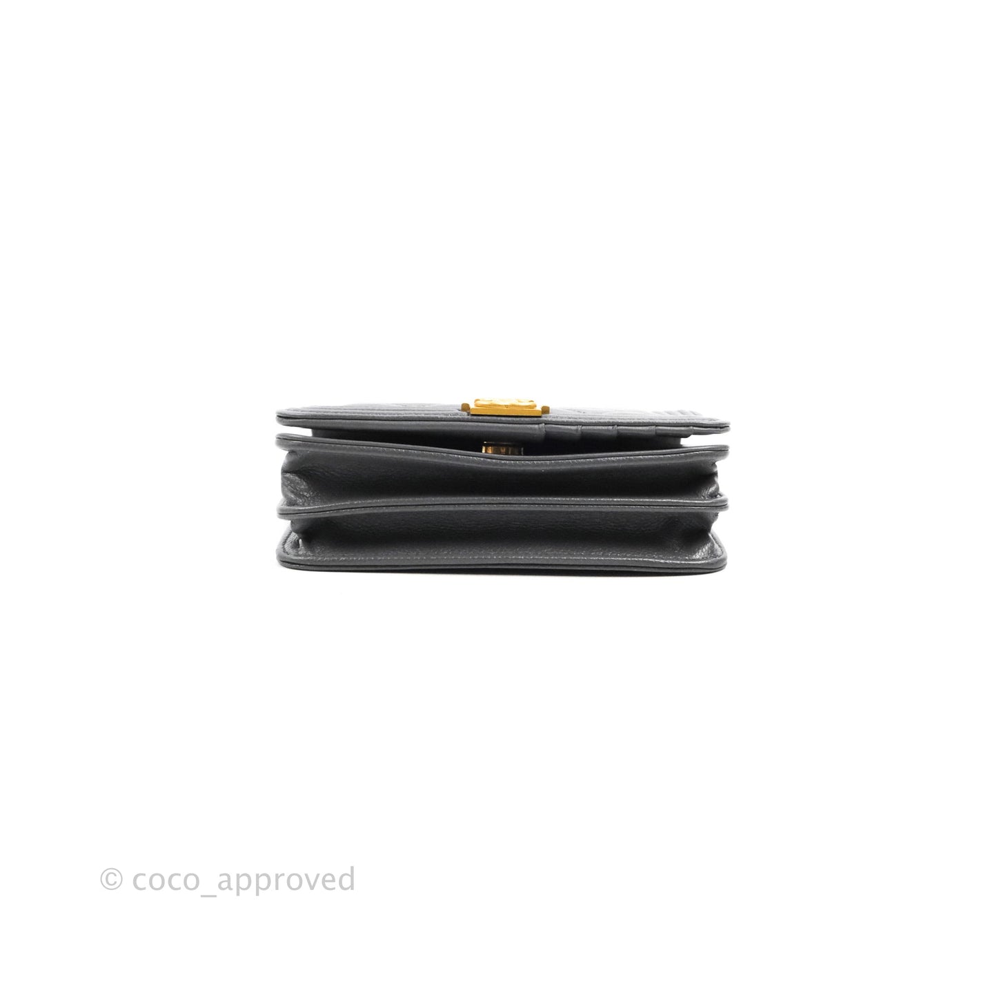 Chanel Quilted Mini Boy Wallet on Chain WOC Dark Grey Caviar Aged Gold Hardware