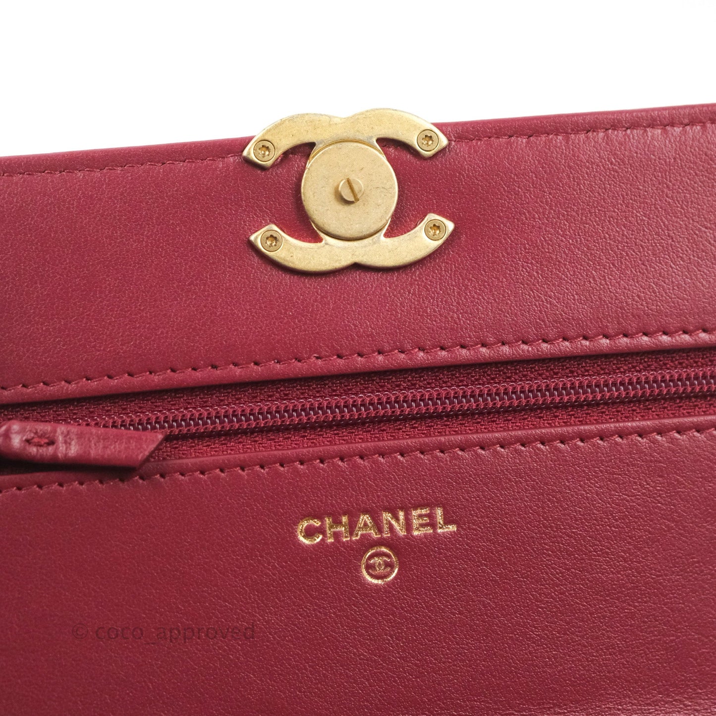 Chanel Quilted Perfect Fit Adjustable Wallet On Chain WOC Burgundy Calfskin Aged Gold Hardware