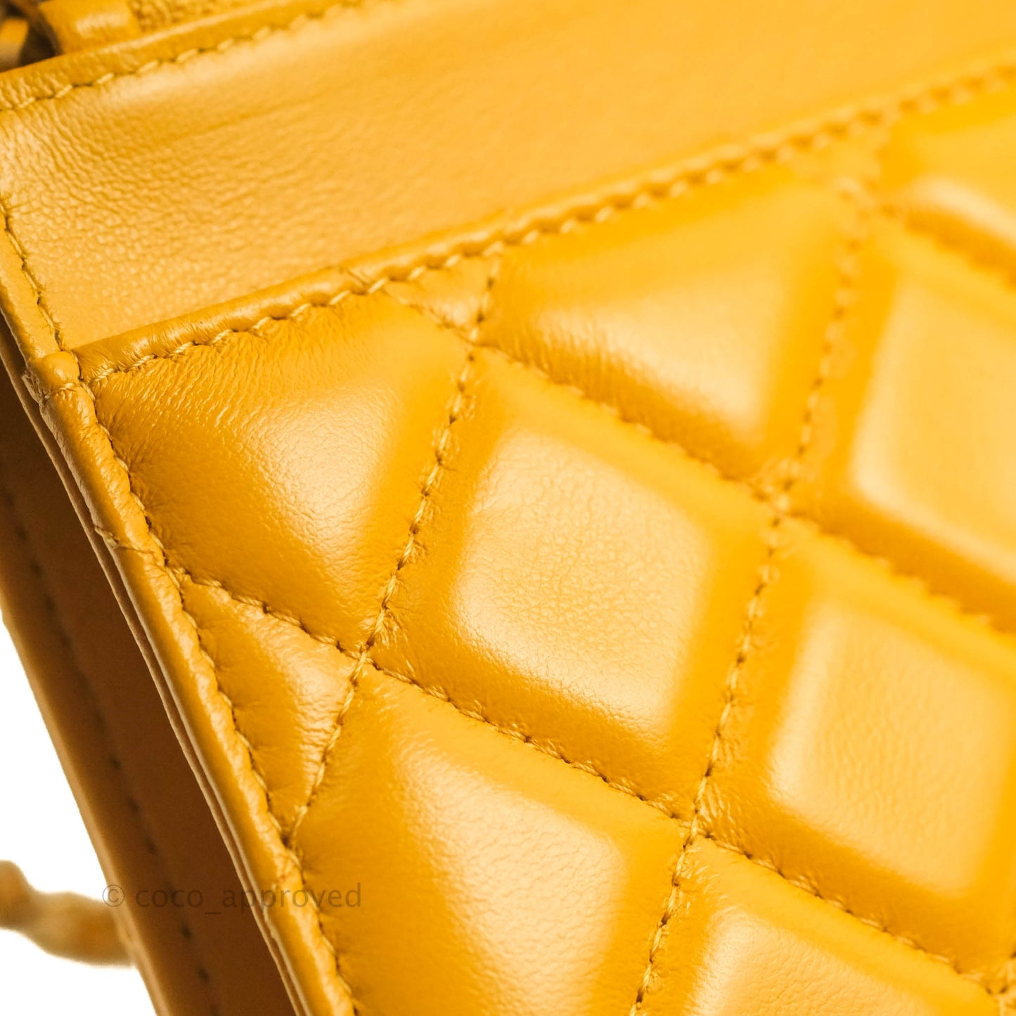 Chanel Quilted Classic Chain Around WOC Yellow Lambskin Aged Gold Hardware