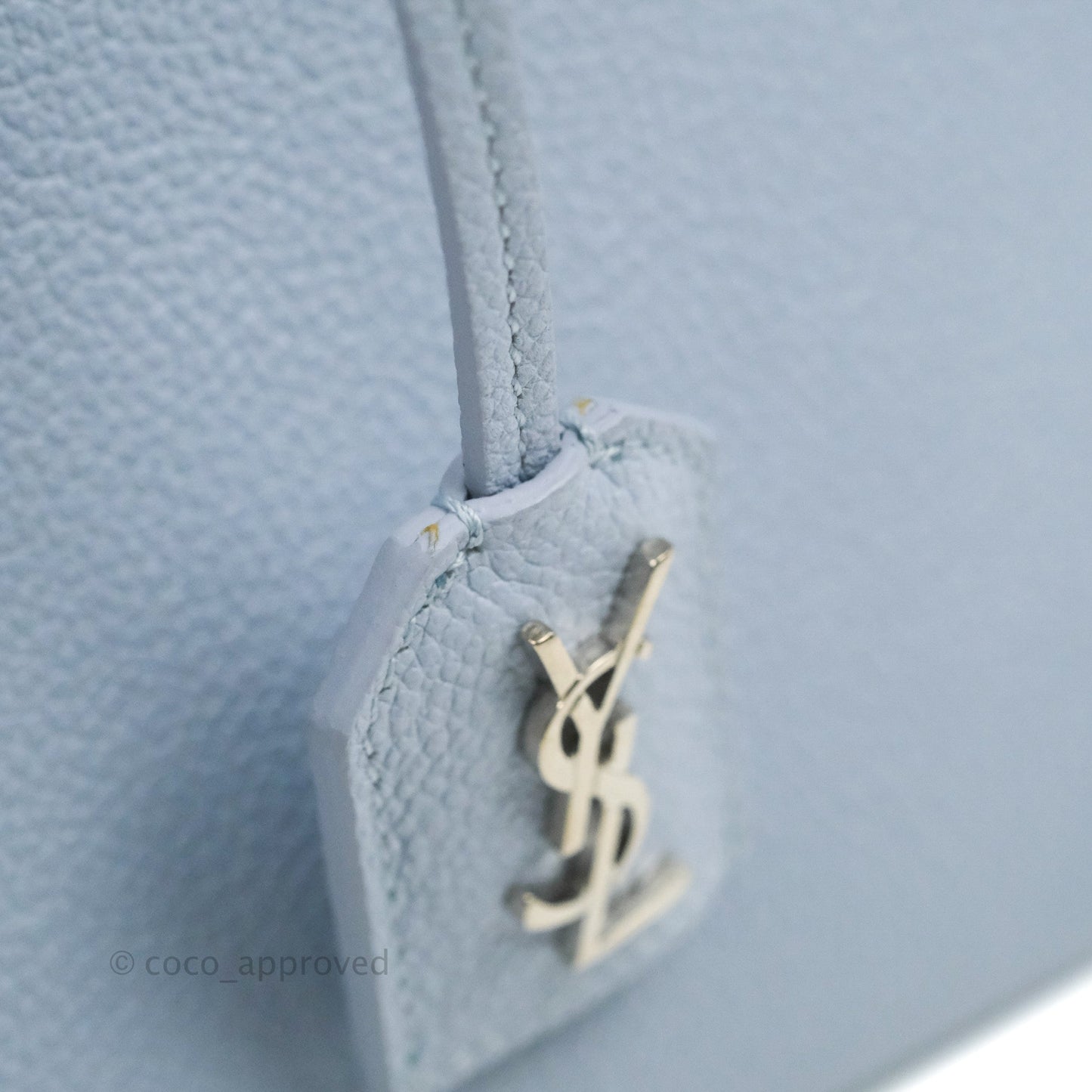Saint Laurent Small Cabas Rive Gauche Bag Grained Calfskin Baby Blue Silver Hardware