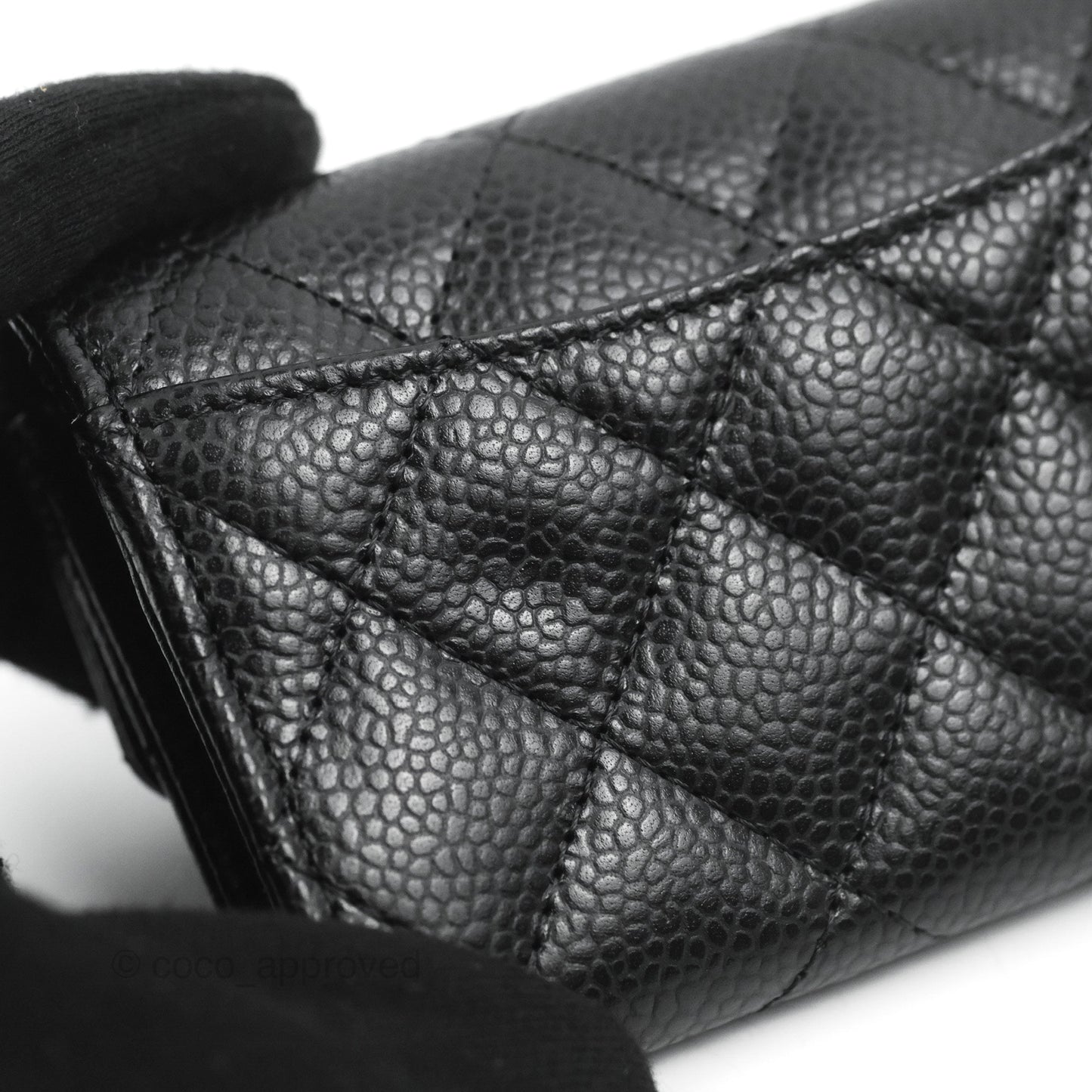 Chanel Classic Flap Card Holder Black Caviar Silver Hardware