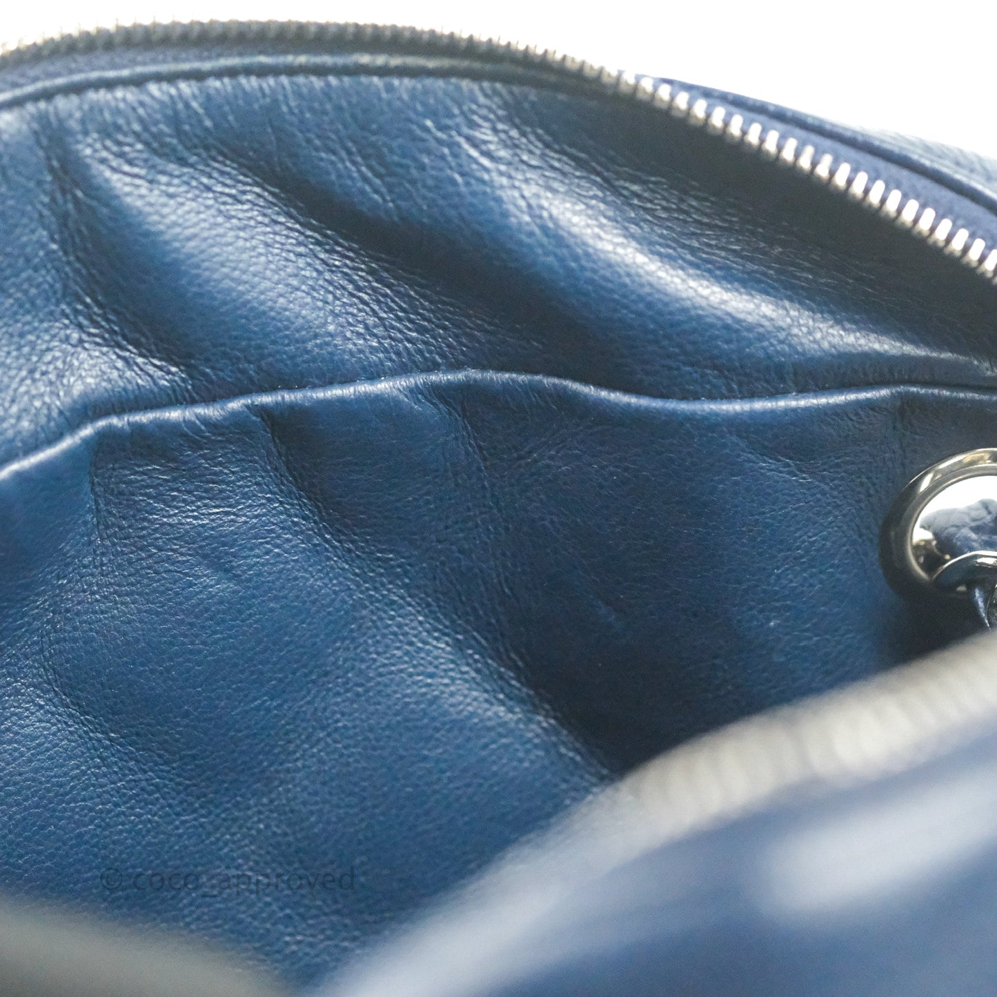 Chanel Quilted Large Classic Camera Bag Navy Caviar Silver Hardware