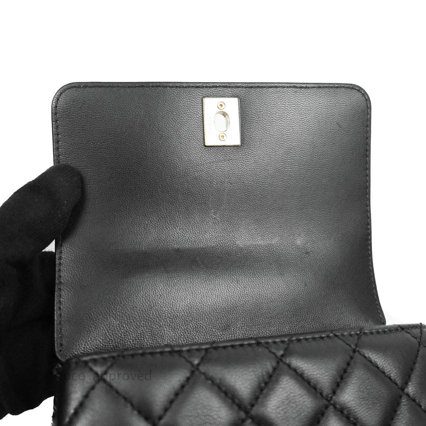 Chanel Quilted Mini Rainbow Coco Handle Bag Lambskin Black Gold Hardware