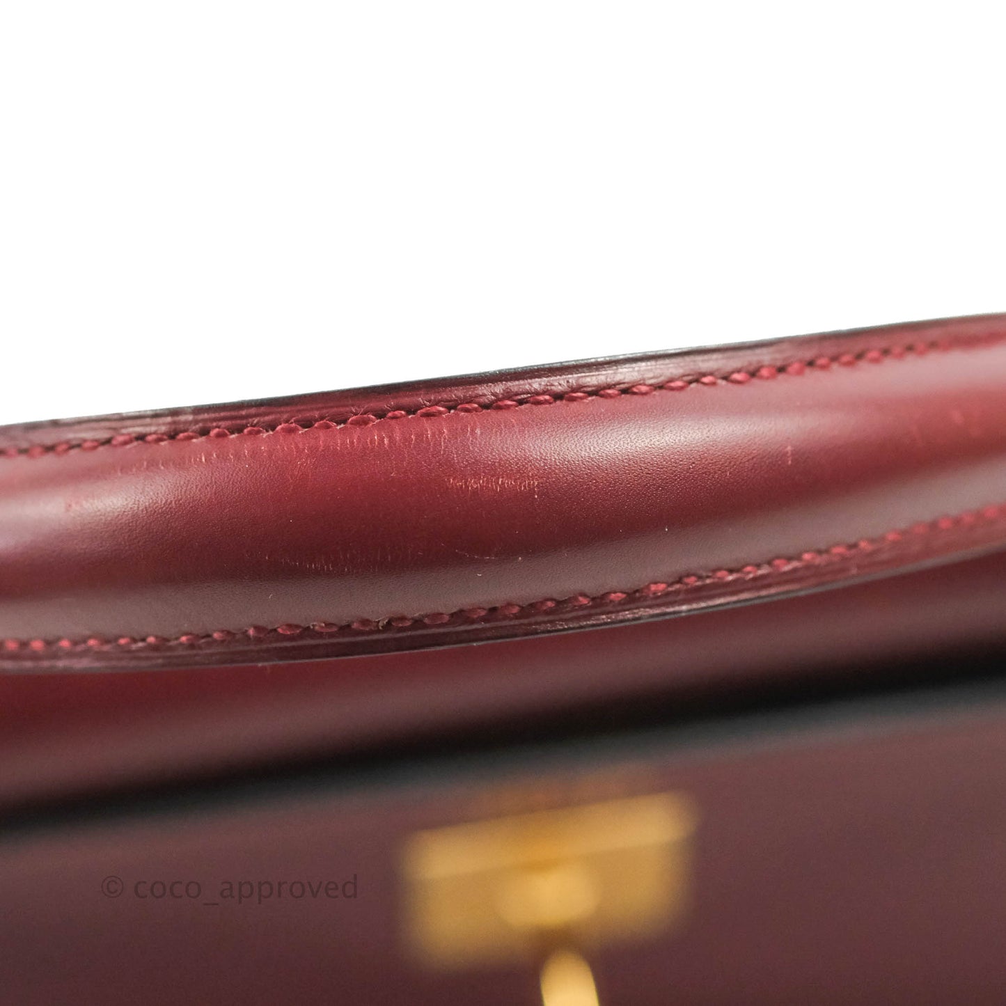 Hermès Vintage Kelly Retourne 32 Dark Red Gold Hardware