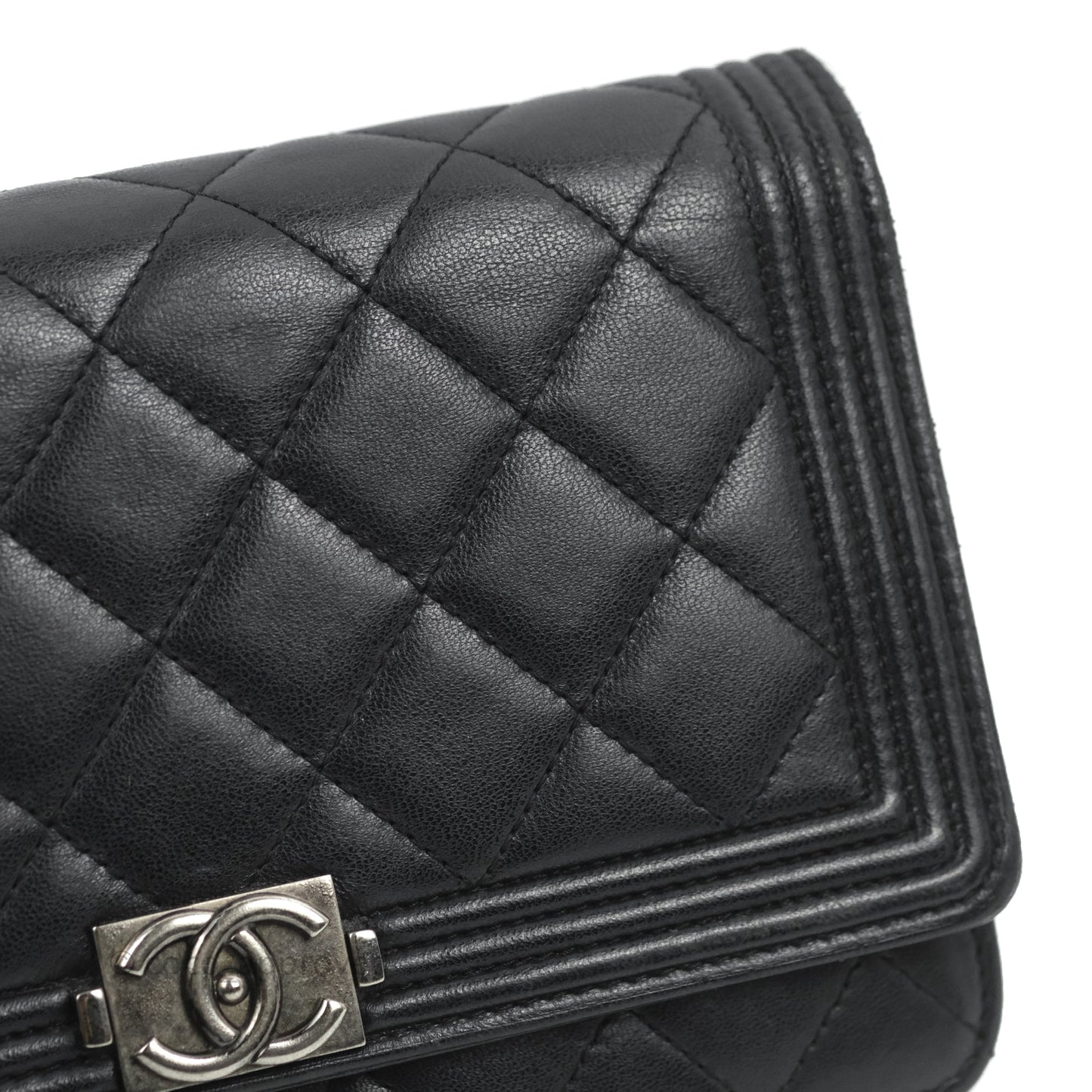 Chanel Boy Wallet on Chain WOC Black Lambskin Ruthenium Hardware