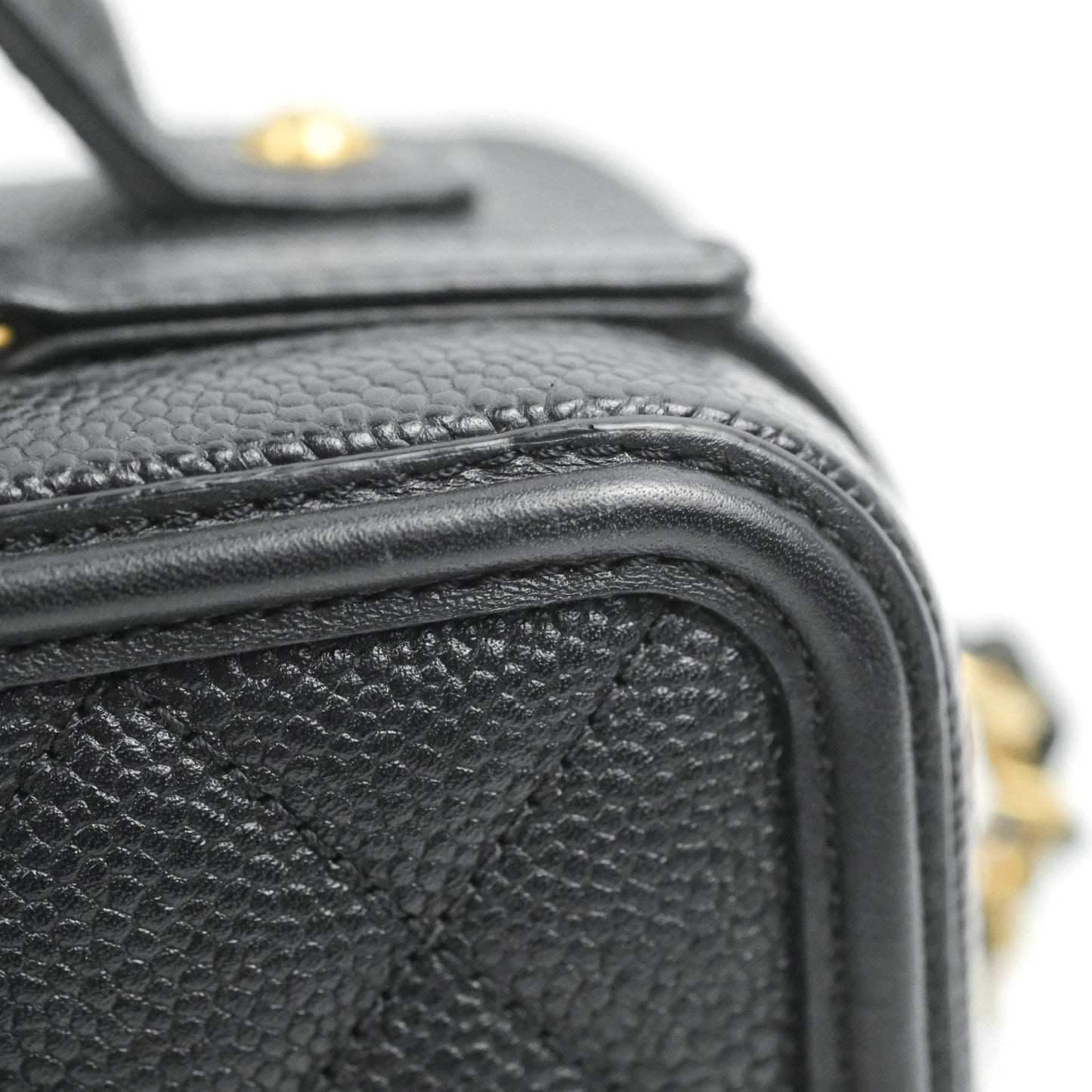 Chanel Quilted Small CC Filigree Vanity Case Black Caviar