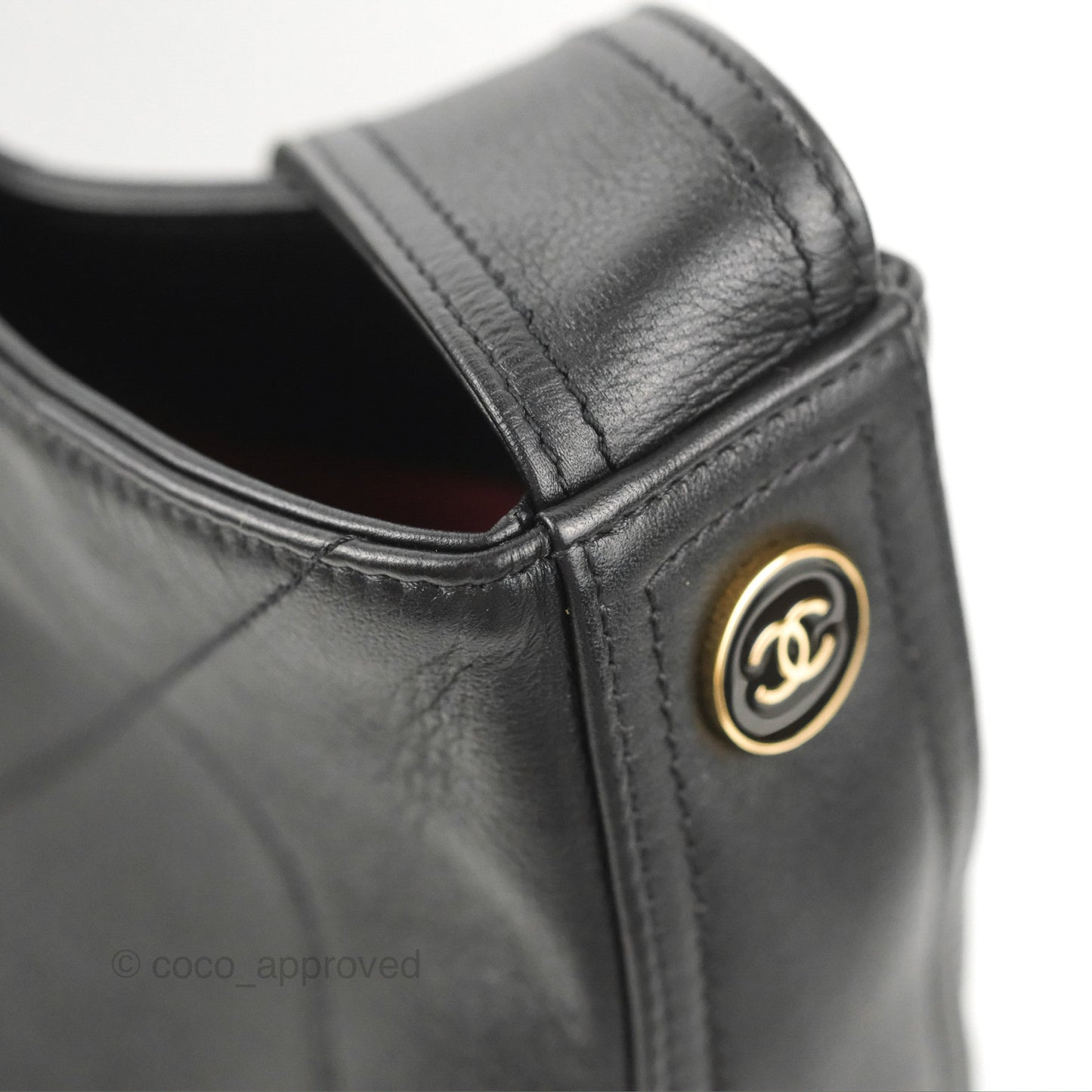 Chanel Large Stitched Easy Mood Hobo Black Calfskin
