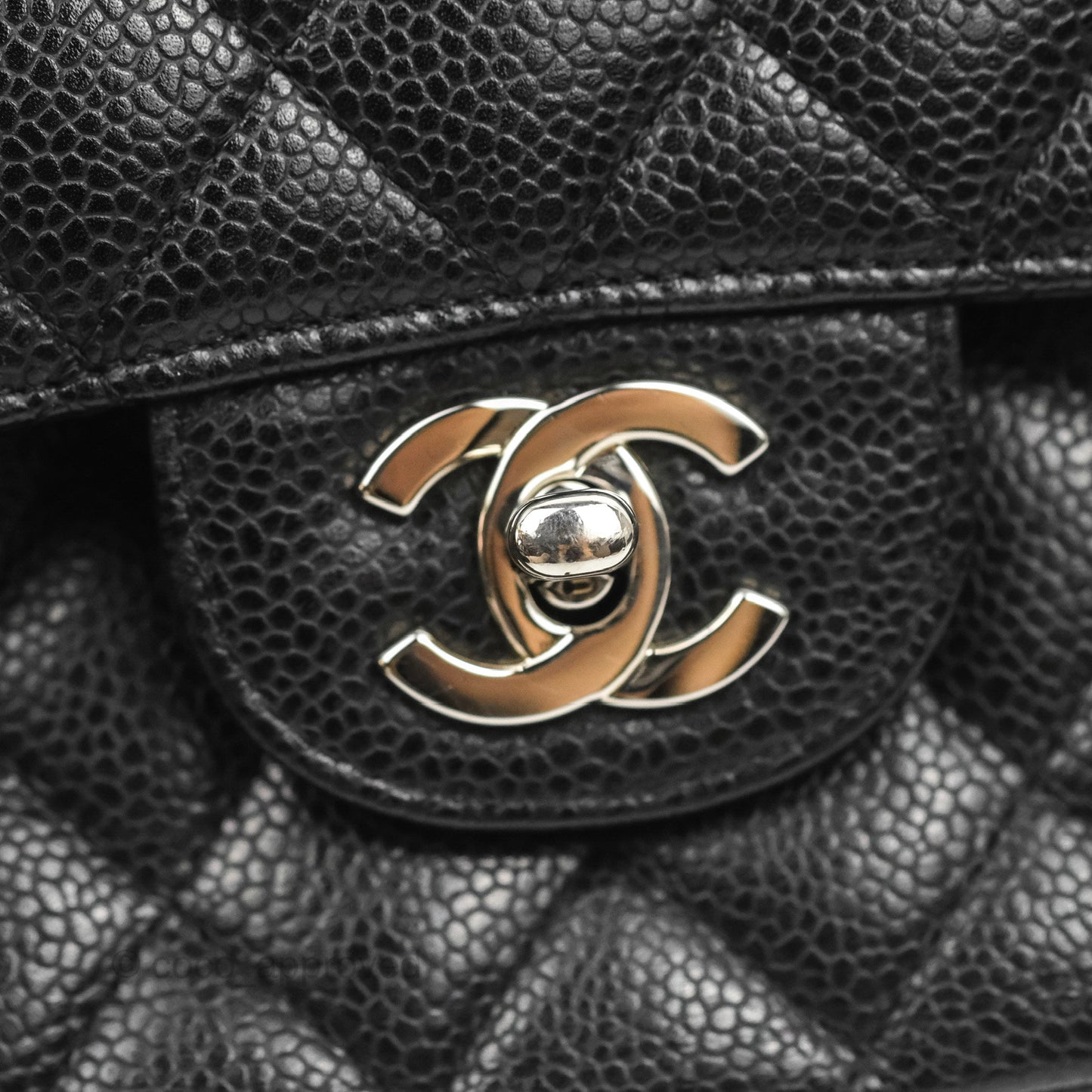 Chanel Classic M/L Medium Flap Quilted Black Caviar Silver Hardware