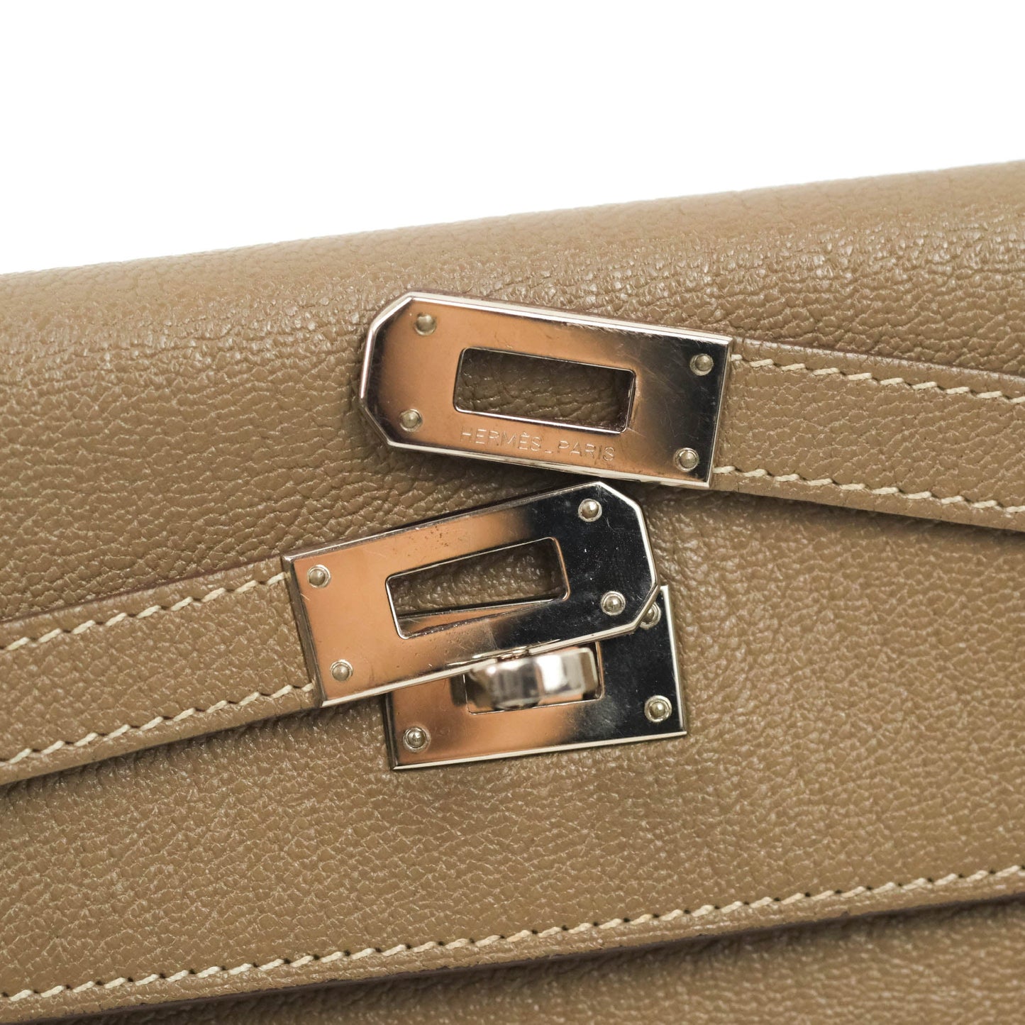 Hermès Kelly Wallet Etoupe Chevre Mysore Palladium Hardware