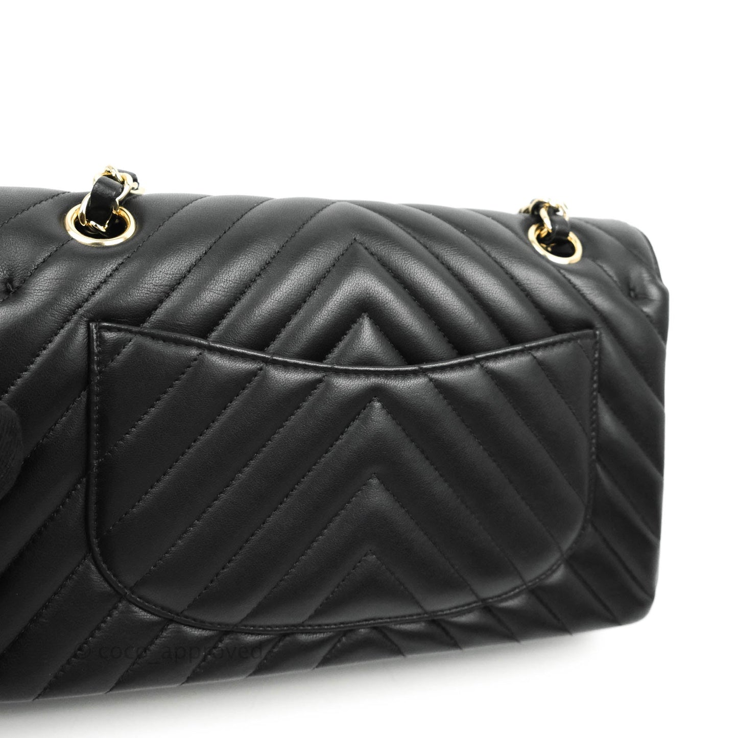 Chanel Classic Chevron S/M Small Double Flap Black Lambskin Gold Hardware