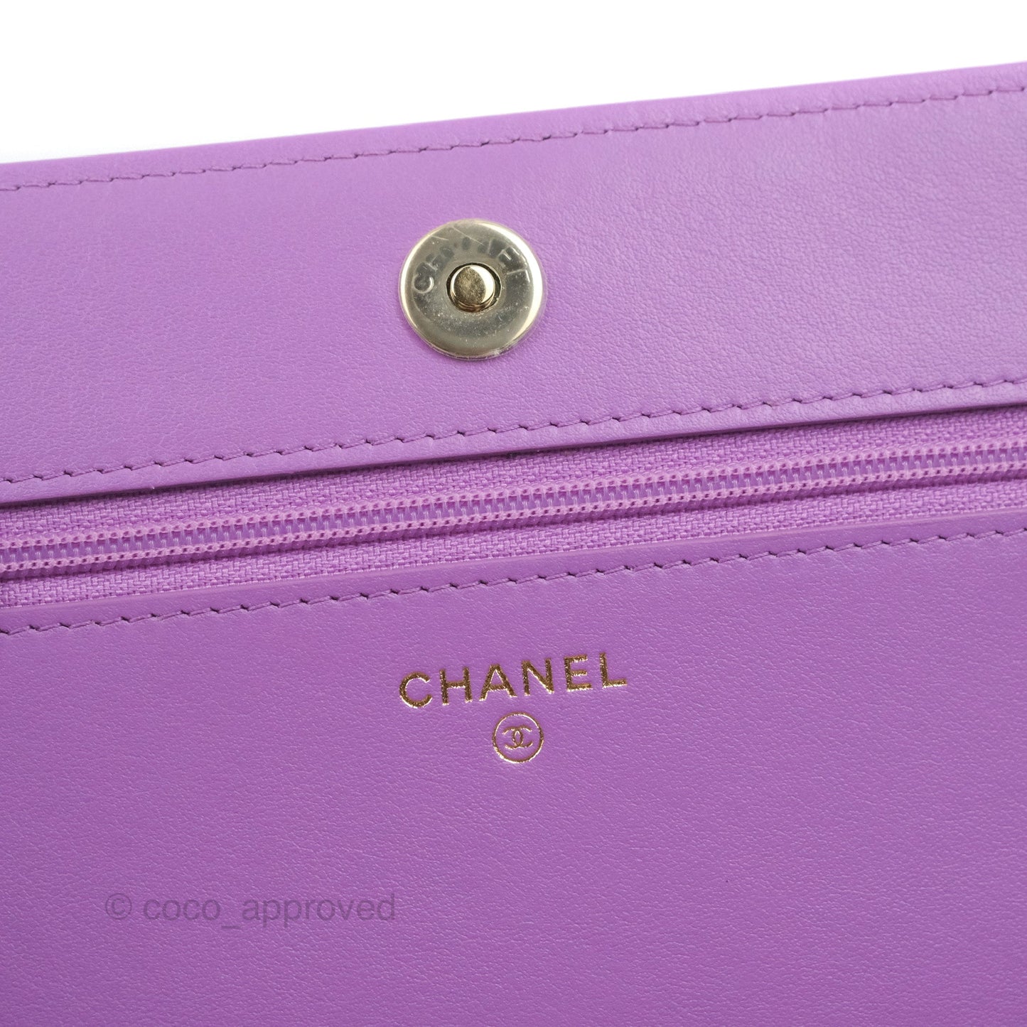 Chanel Quilted Boy Wallet on Chain WOC Purple Caviar Gold Hardware