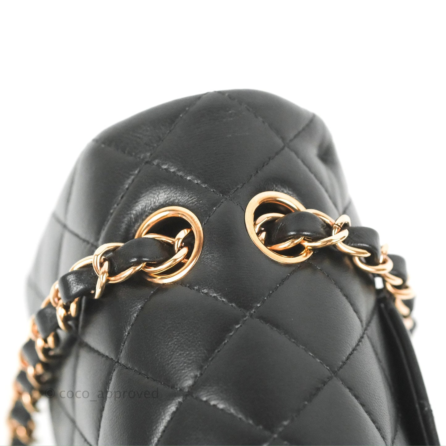 Chanel Classic M/L Medium Flap Black Lambskin Rose Pink-Gold Hardware