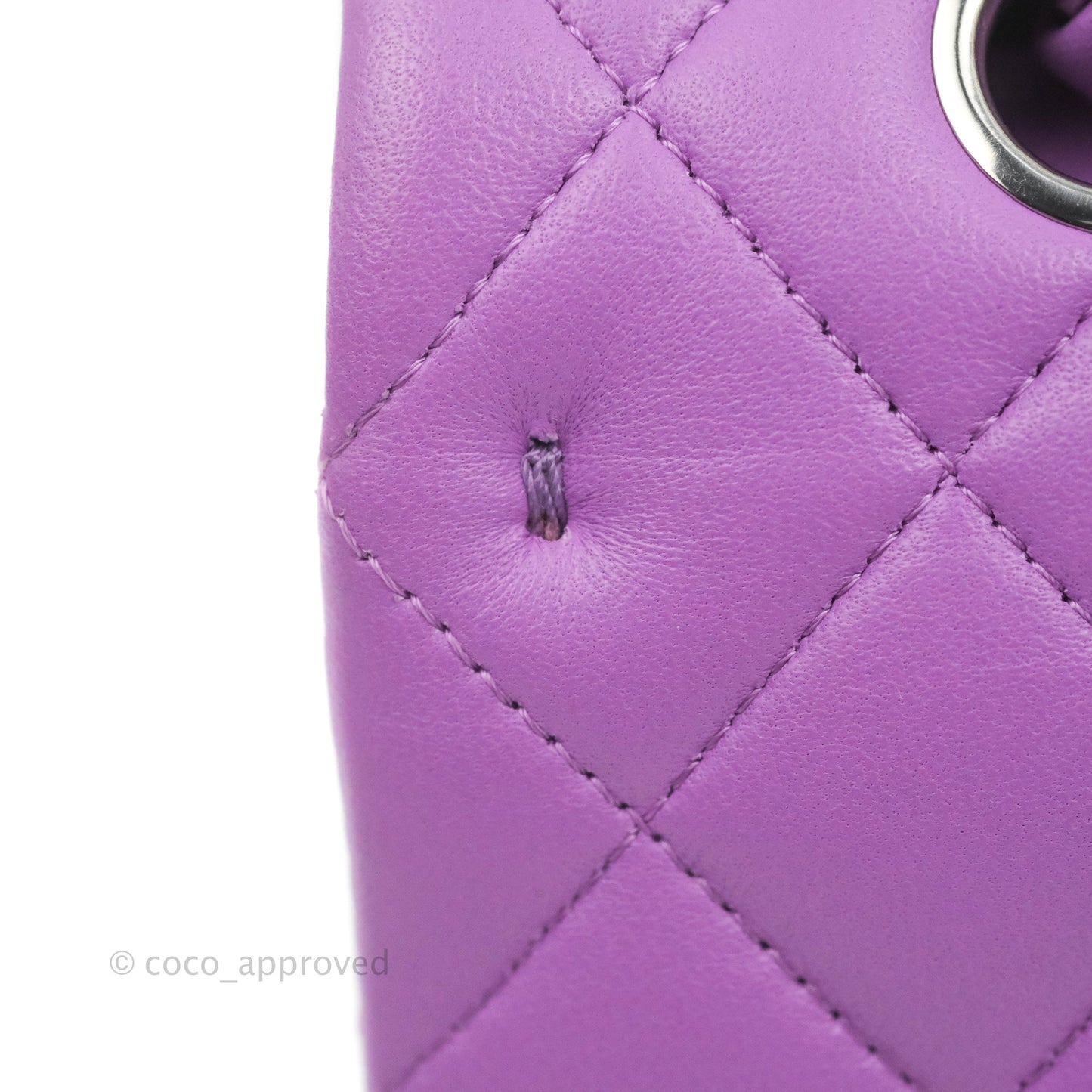 Chanel Classic M/L Medium Flap Quilted Purple Lambskin Silver Hardware 20C