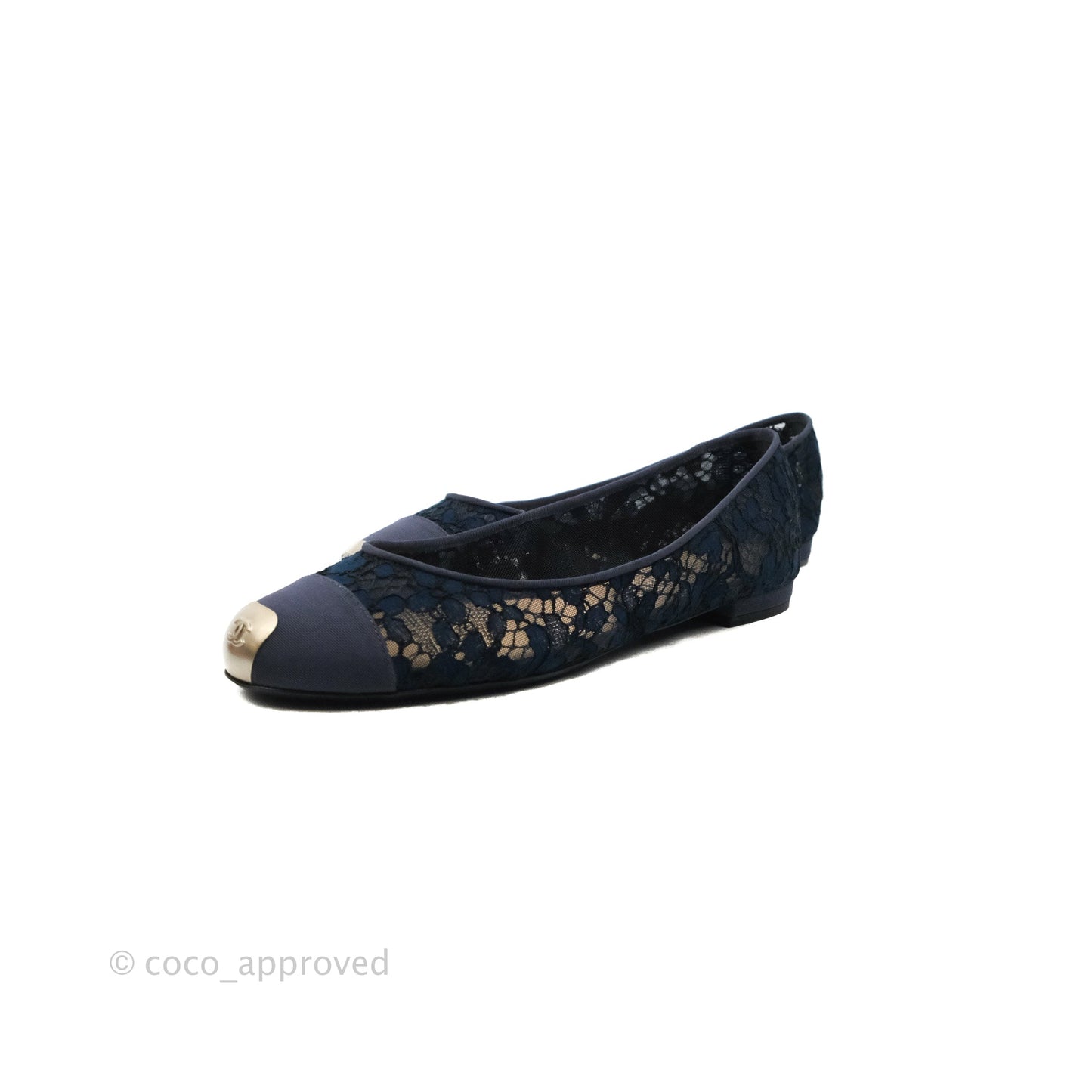 Chanel Lace Ballerina Flats Navy Size 38