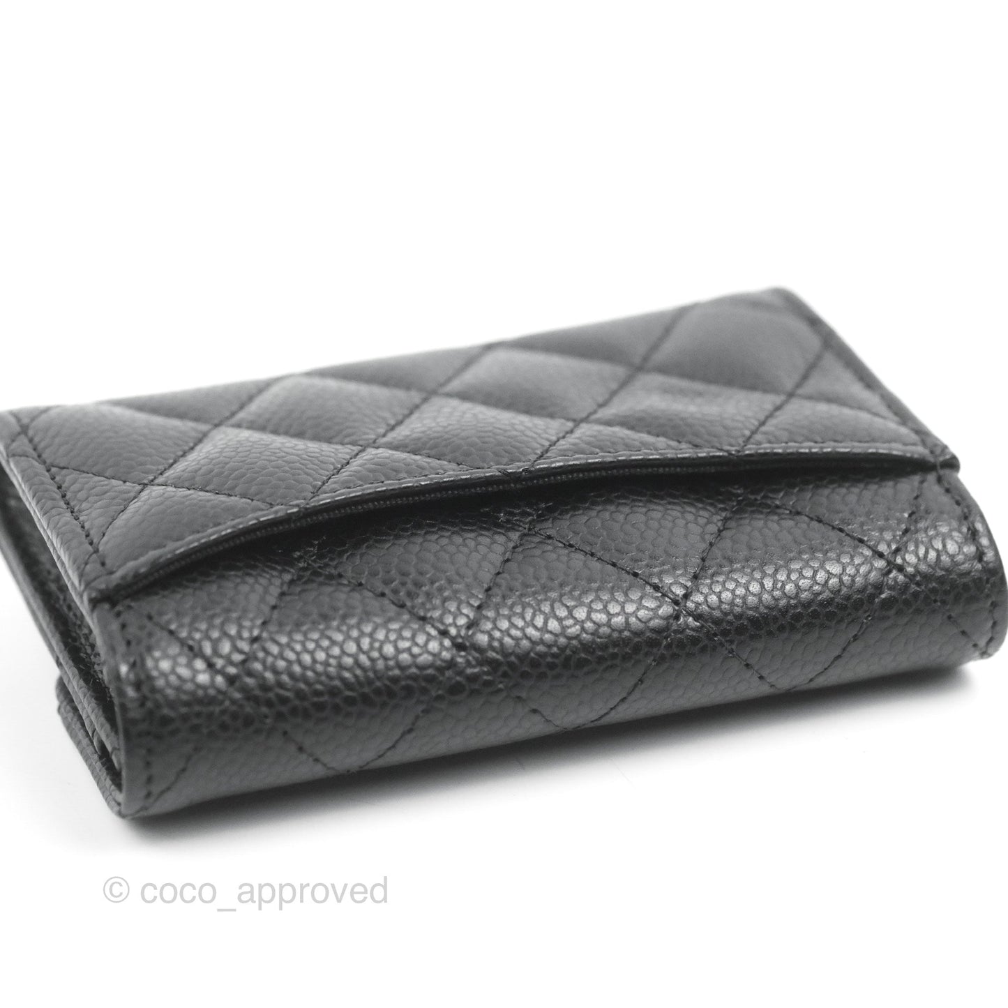 Chanel Classic Flap Card Holder Black Caviar Silver Hardware