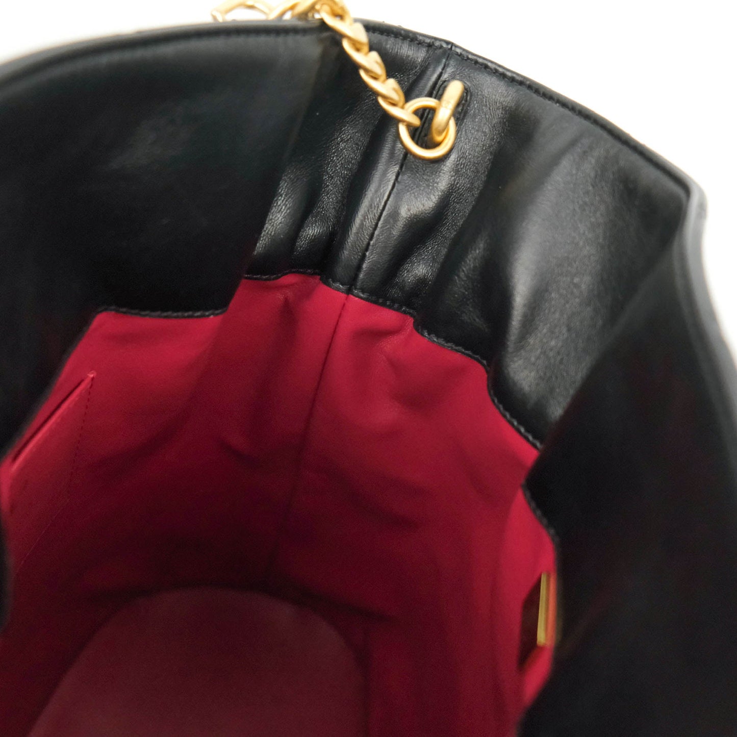 Chanel Enamel CC Bucket Bag Black Lambskin Gold Hardware 22S