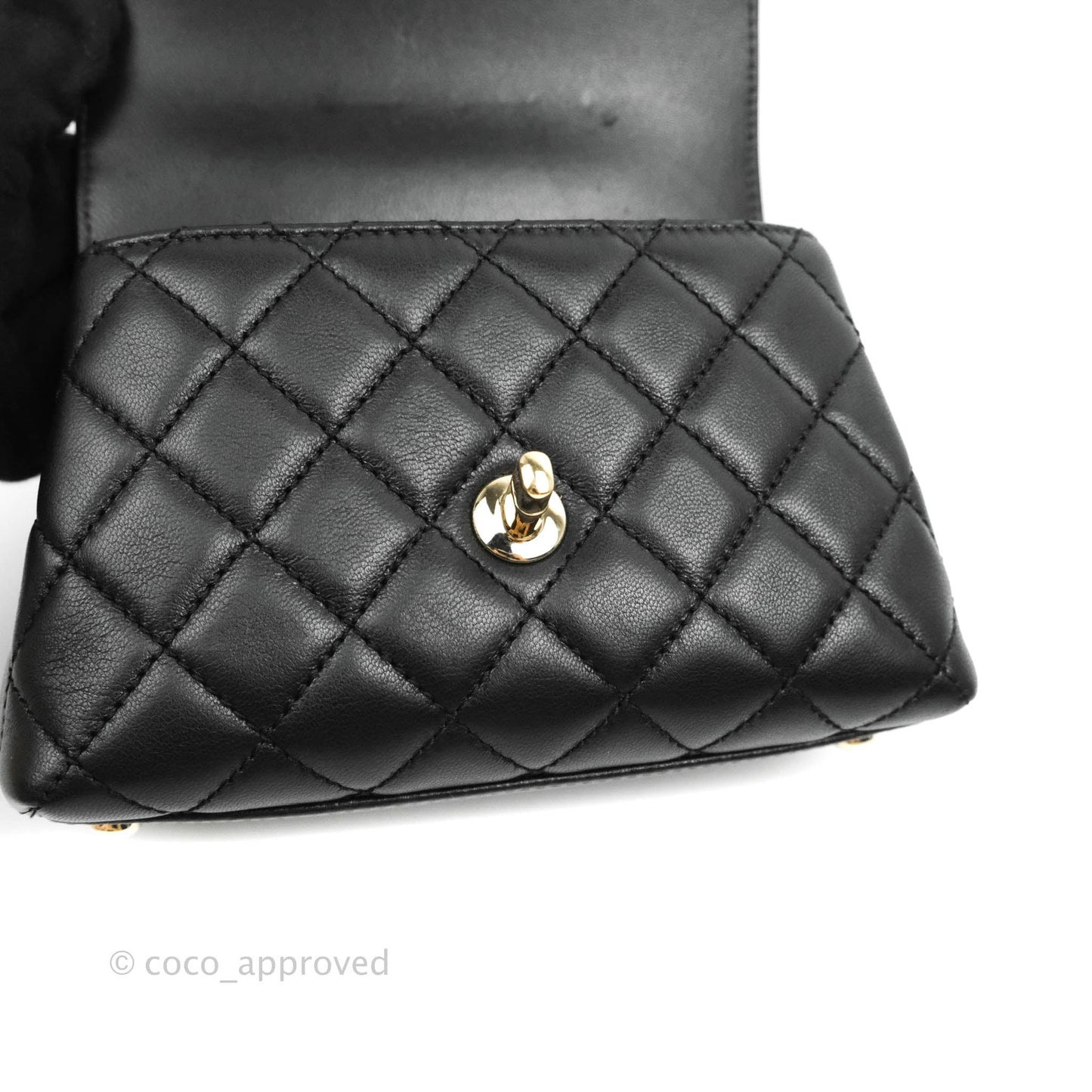 Chanel Quilted Mini Rainbow Coco Handle Bag Lambskin Black Gold Hardware