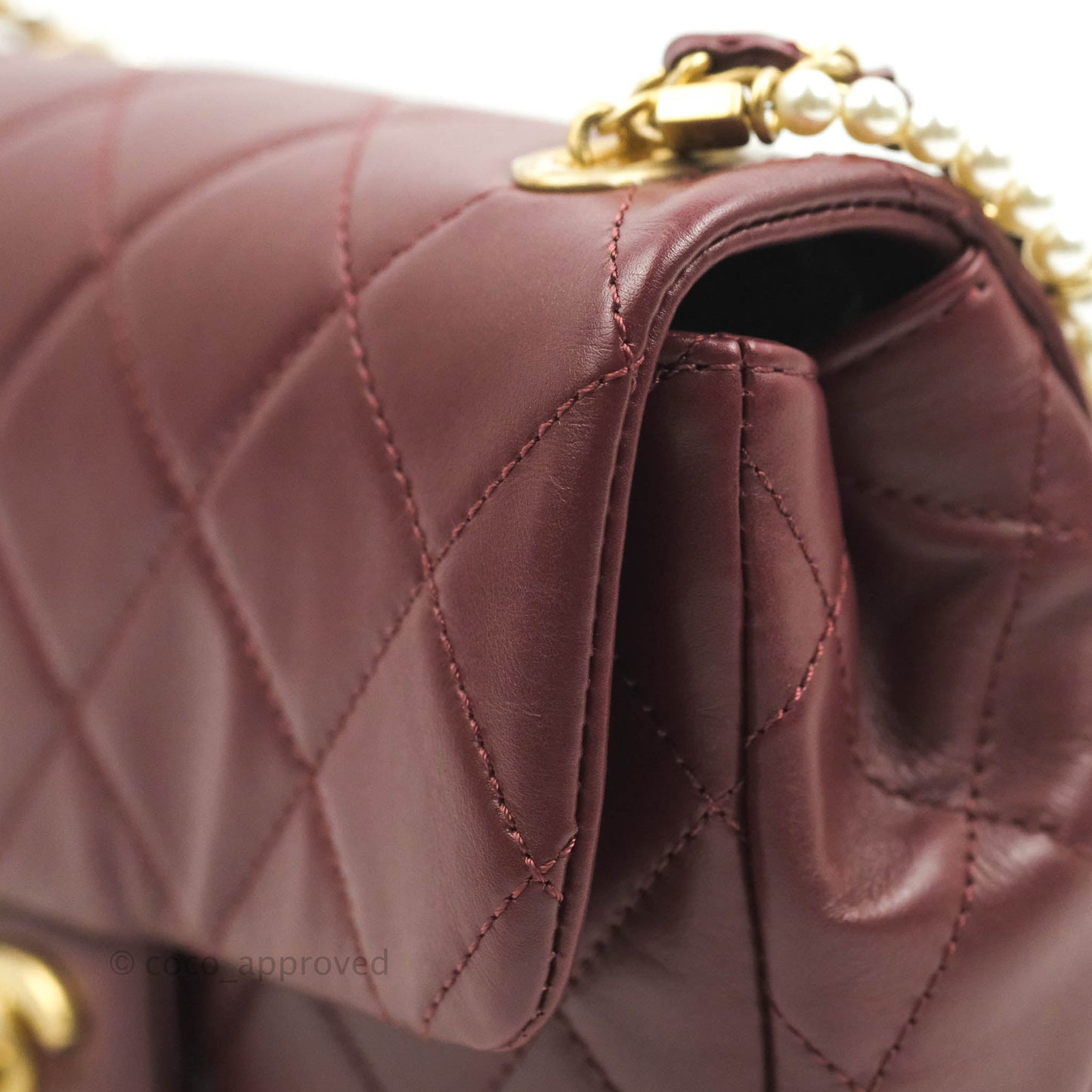Chanel Quilted Small Crystal Pearls Flap Burgundy Calfskin Gold Hardware 20K
