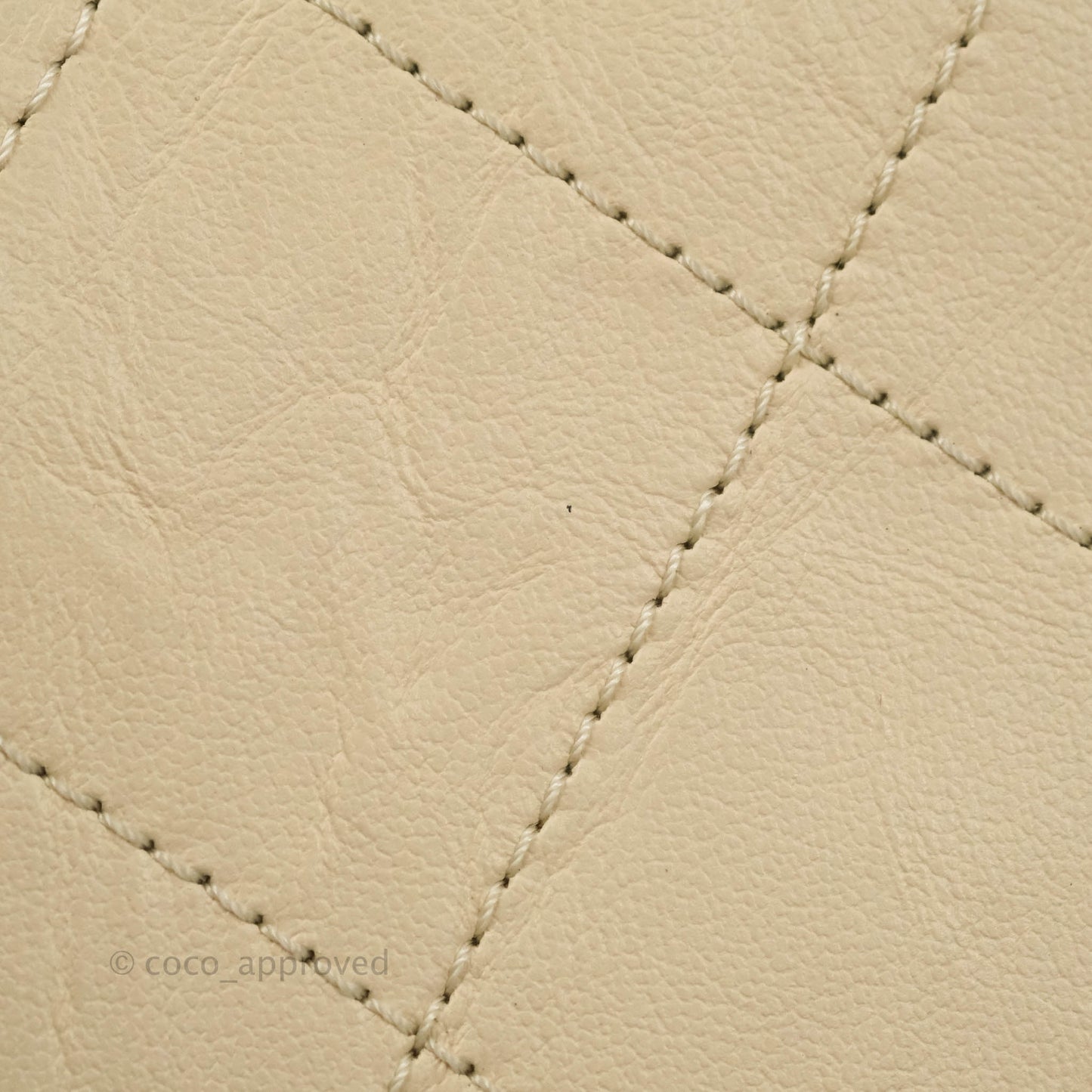 Chanel Flat Quilted Flap Bag Light Beige Grosgrain Ribbon Crumpled Calfskin Silver Hardware 18S