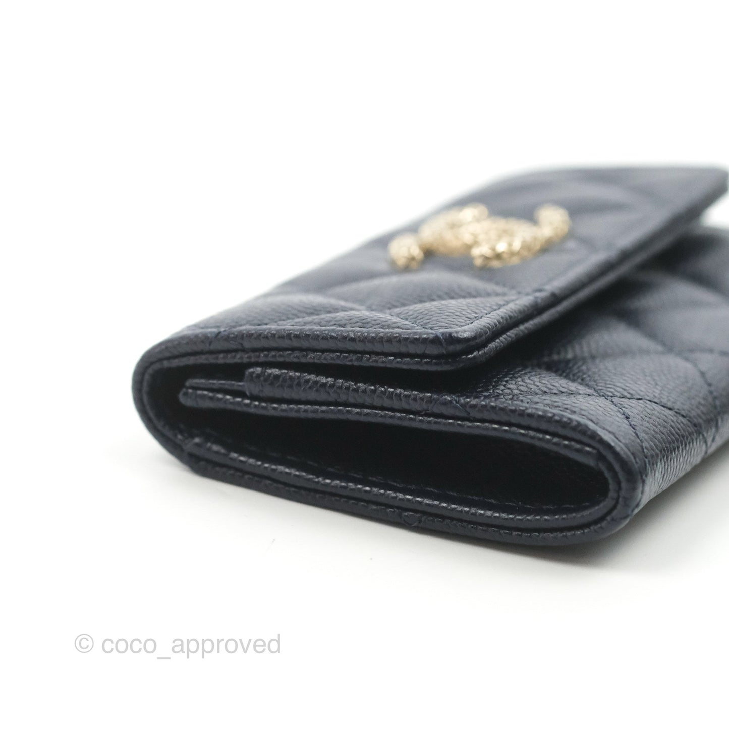 Chanel Quilted Flap Card Holder Navy Caviar