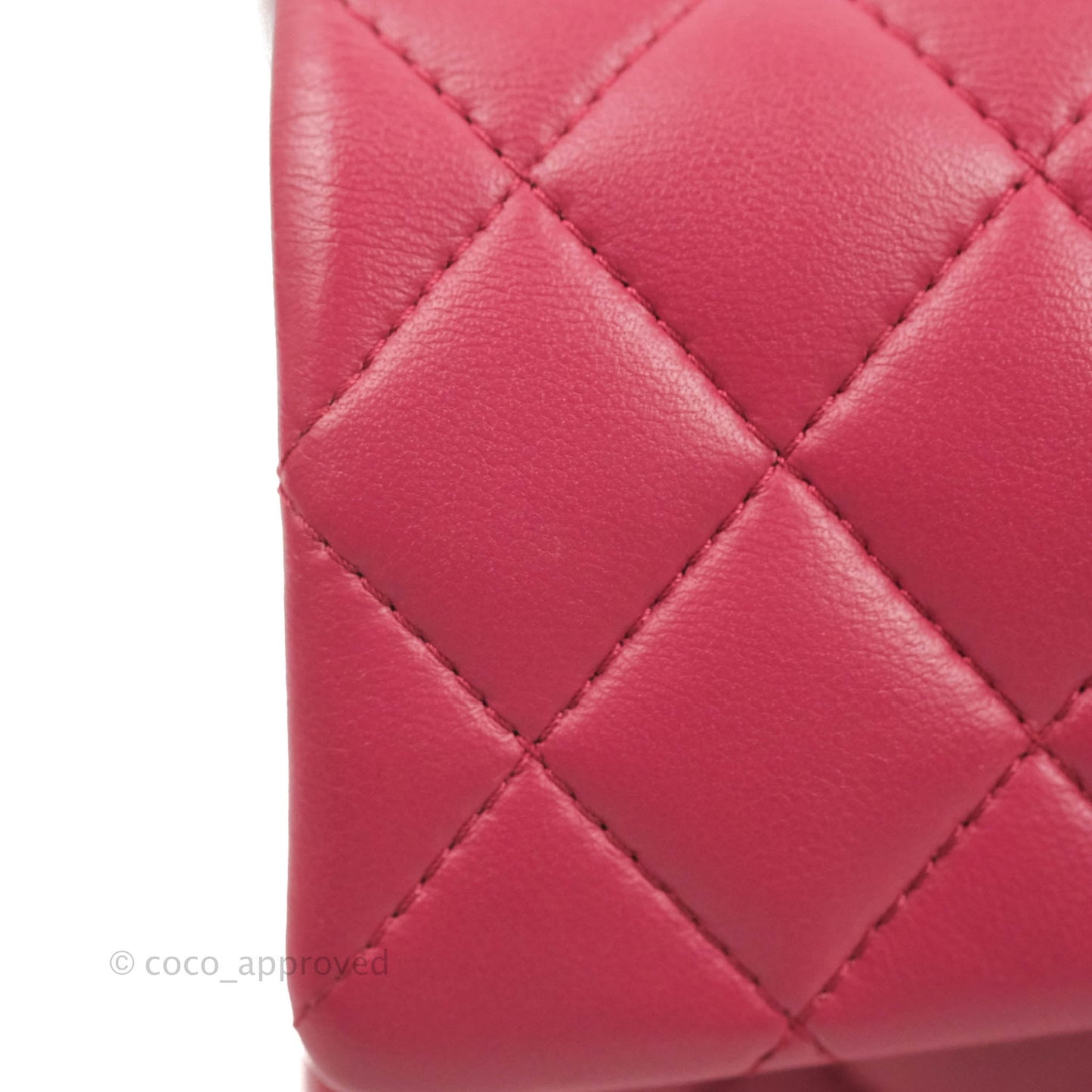Chanel Quilted Mini Rectangular Flap Raspberry Pink Lambskin Silver Hardware
