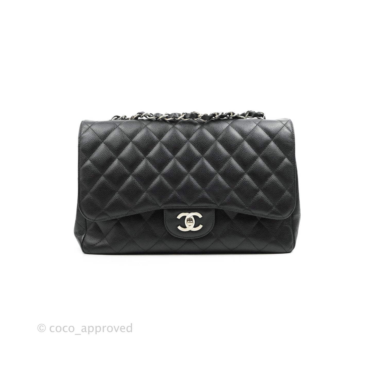 Chanel Jumbo Single Flap Black Caviar Silver Hardware