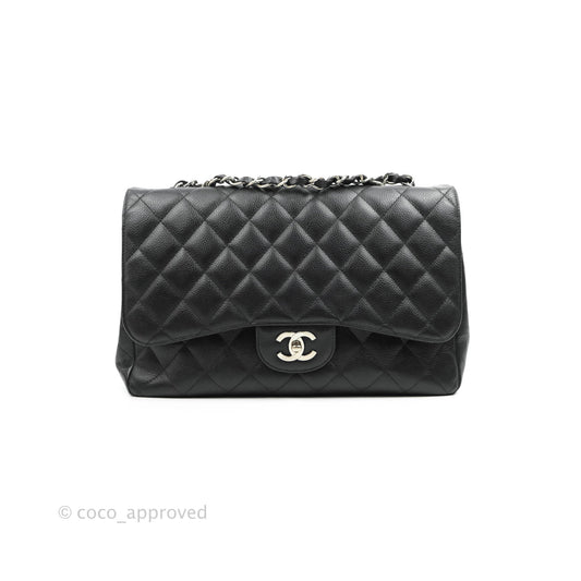 Chanel Jumbo Single Flap Black Caviar Silver Hardware