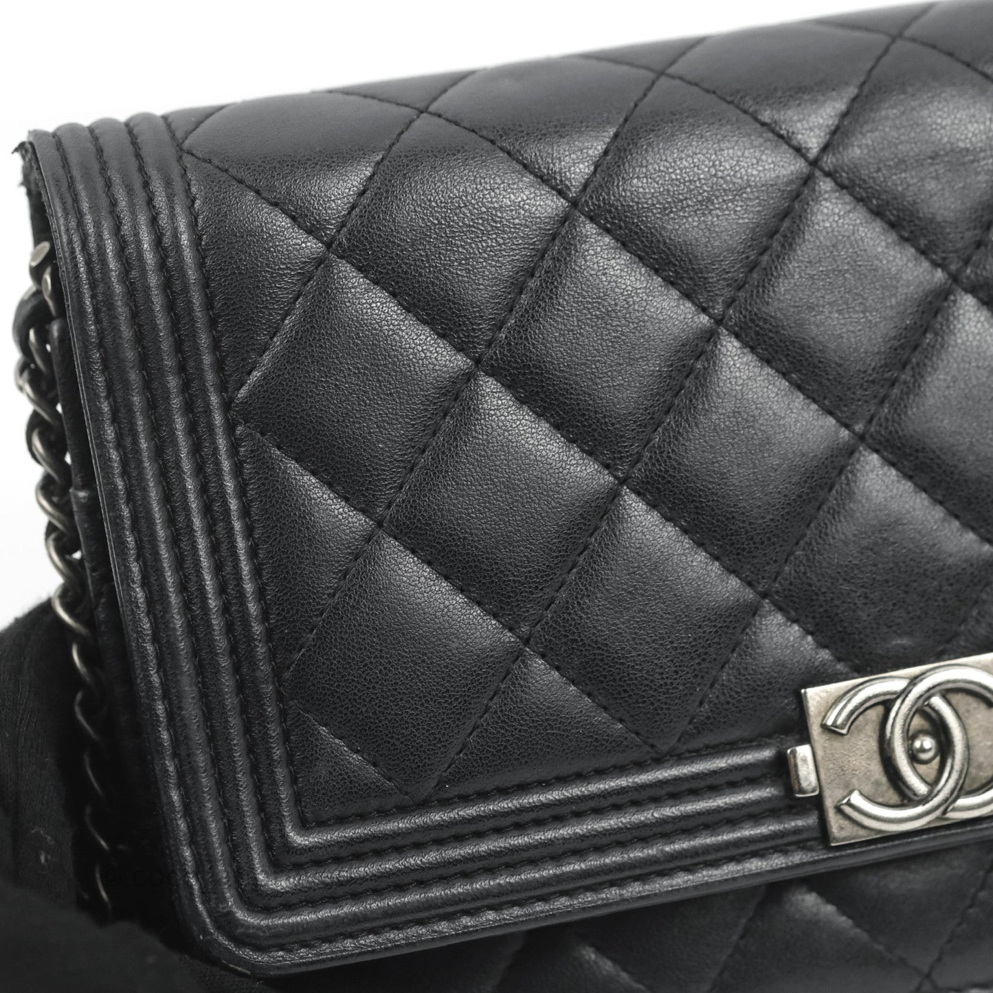 Chanel Boy Wallet on Chain WOC Black Lambskin Ruthenium Hardware