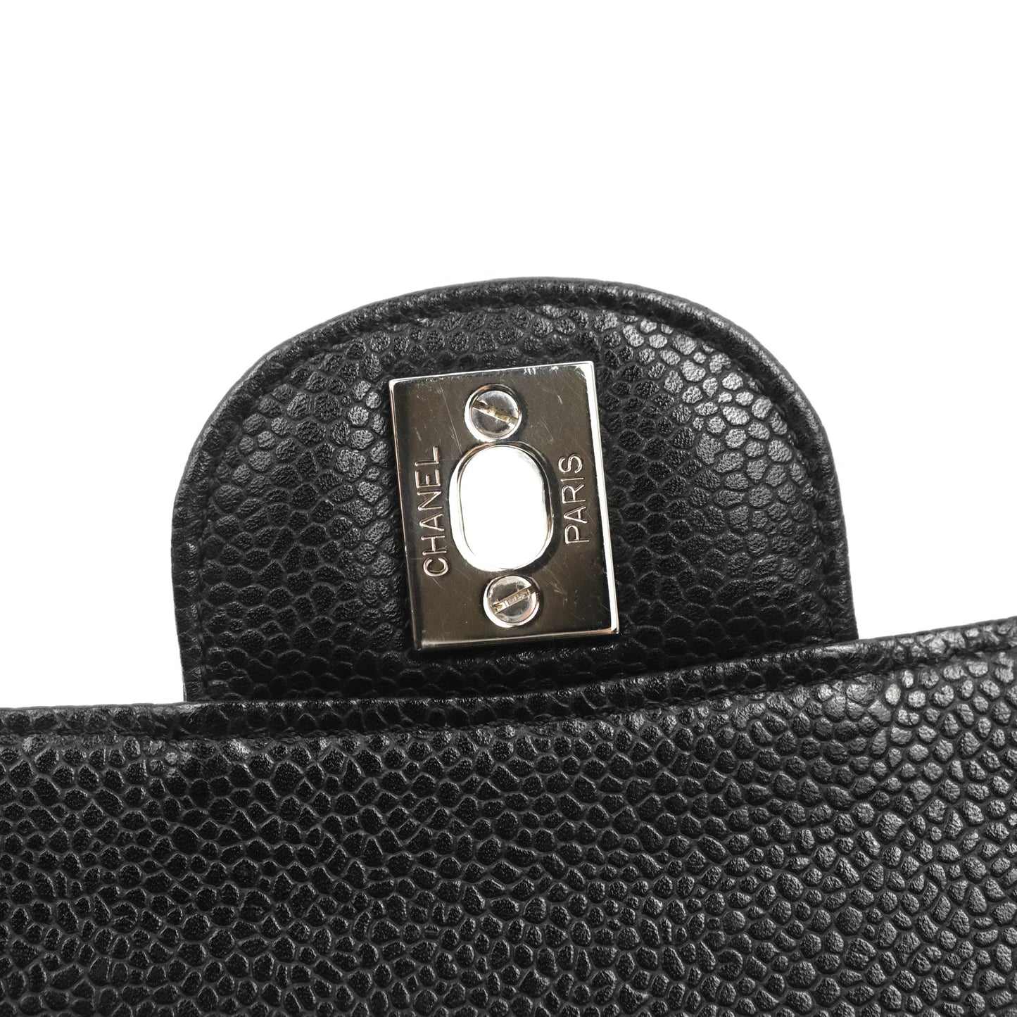 Chanel Classic M/L Medium Flap Quilted Black Caviar Silver Hardware