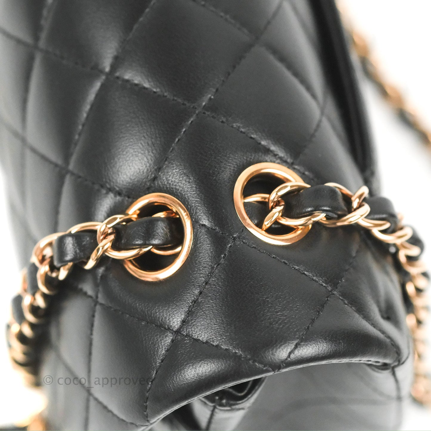 Chanel Classic M/L Medium Flap Black Lambskin Rose Pink-Gold Hardware