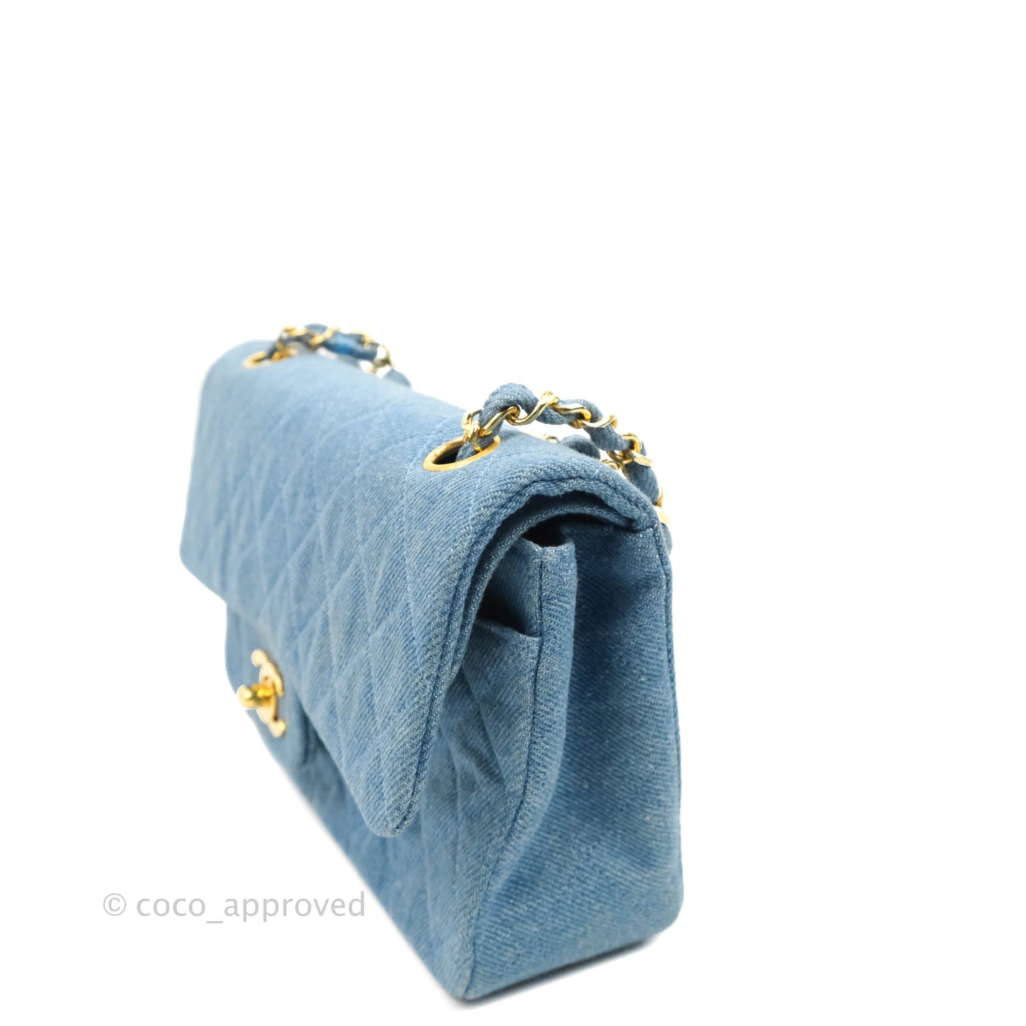 Chanel Vintage Classic Small S/M Flap Denim 24K Gold Hardware
